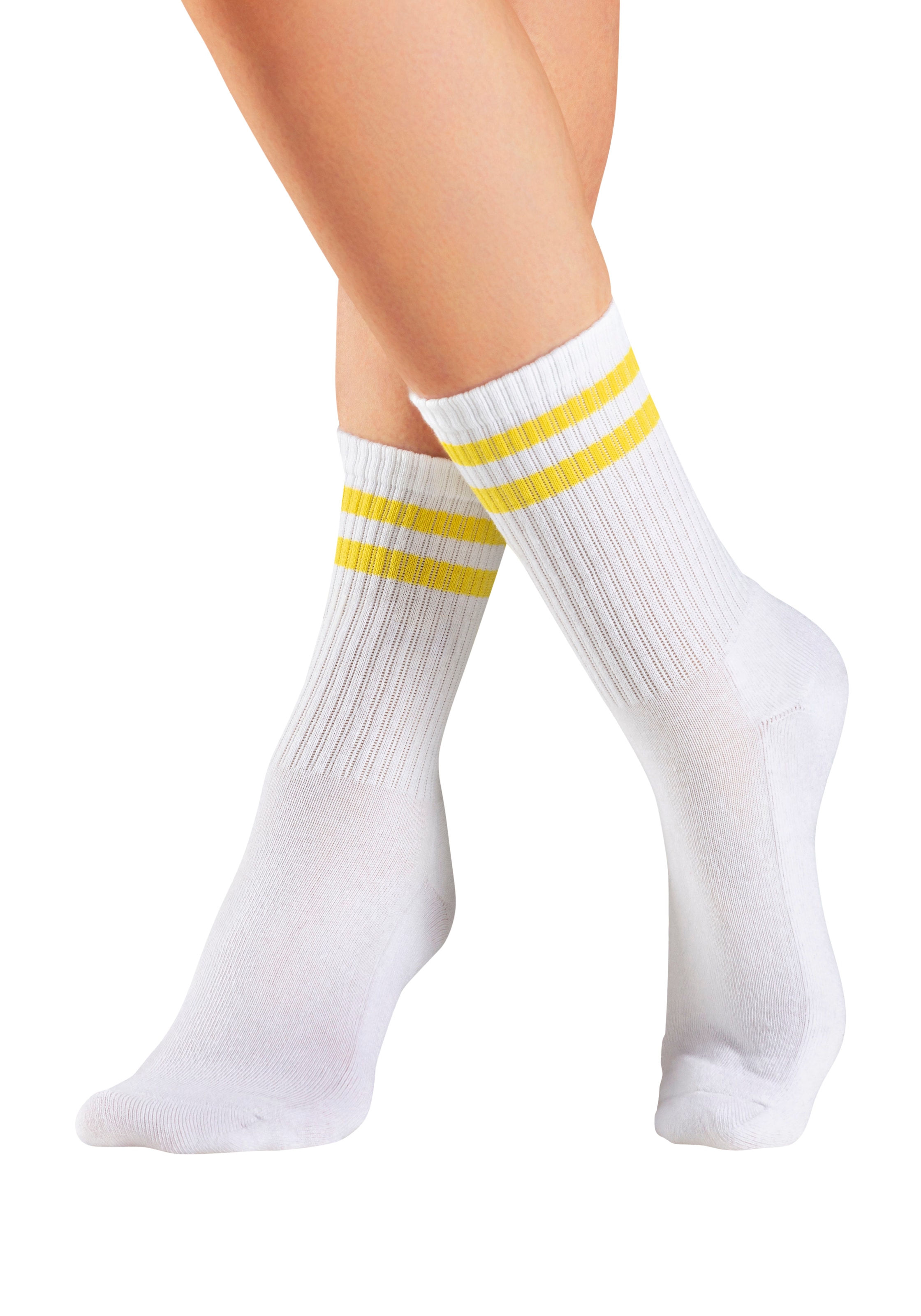 LASCANA Tennissocken, (Packung, 3 Paar), mit farbigen Ringeln am Bündchen