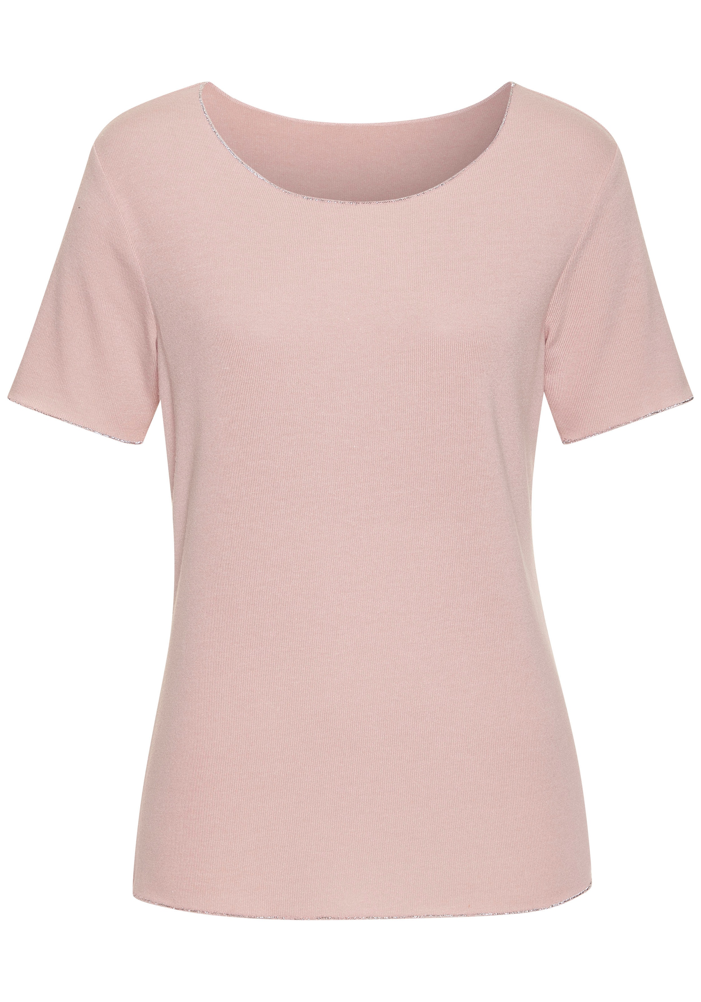 LASCANA Rundhalsshirt »mit feiner Glitzereinfassung«, aus weichem Viskose-Feinstrick