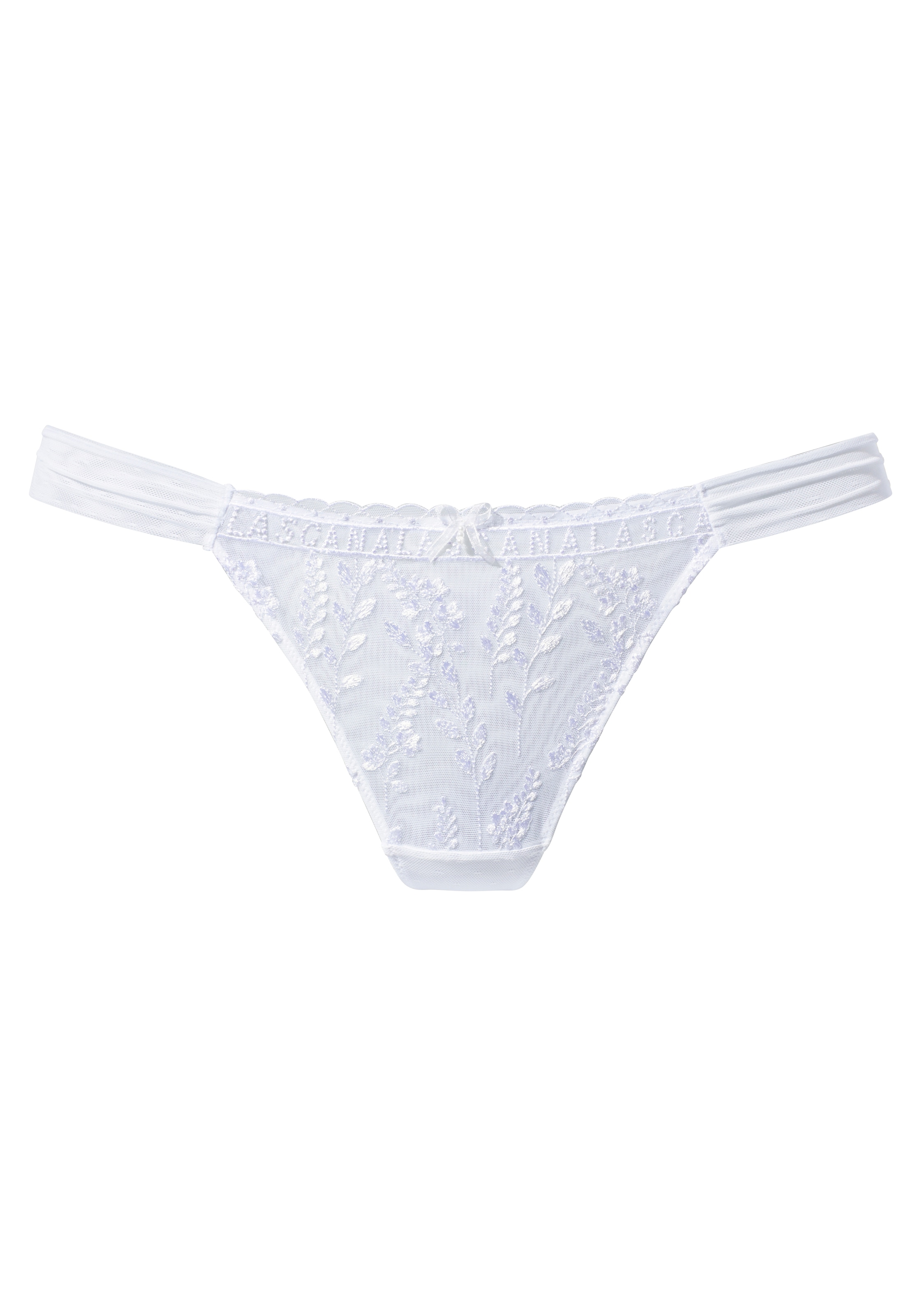 LASCANA String, aus Mesh mit zarter, glänzender Blumenstickerei