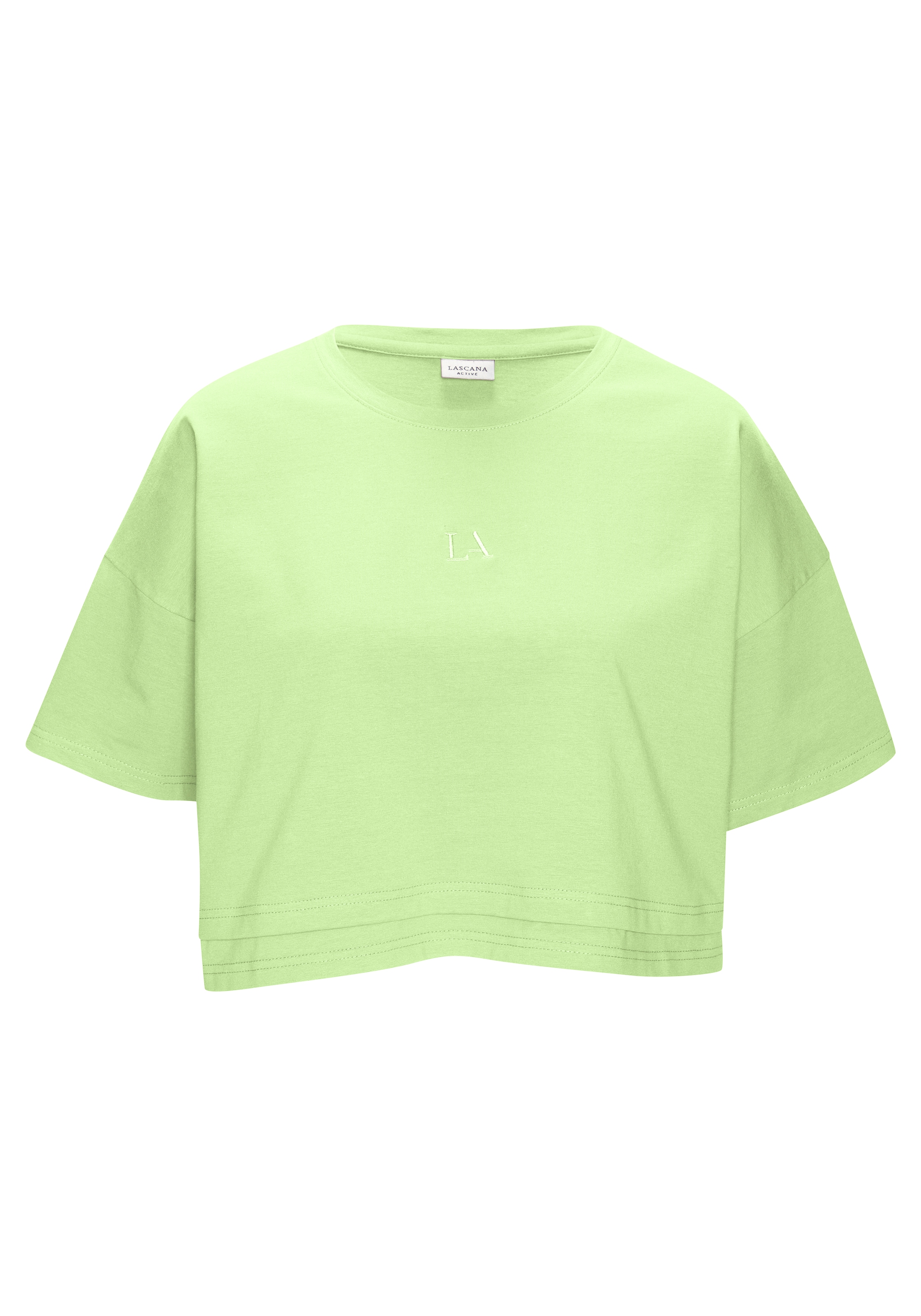 LASCANA Kurzarmshirt mit kastigem Schnitt und Lagen-Look
