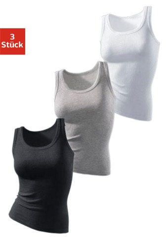 H.I.S Tanktop »ohne Seitennähte«, (3er-Pack), aus weicher Rippqualität aus Baumwolle