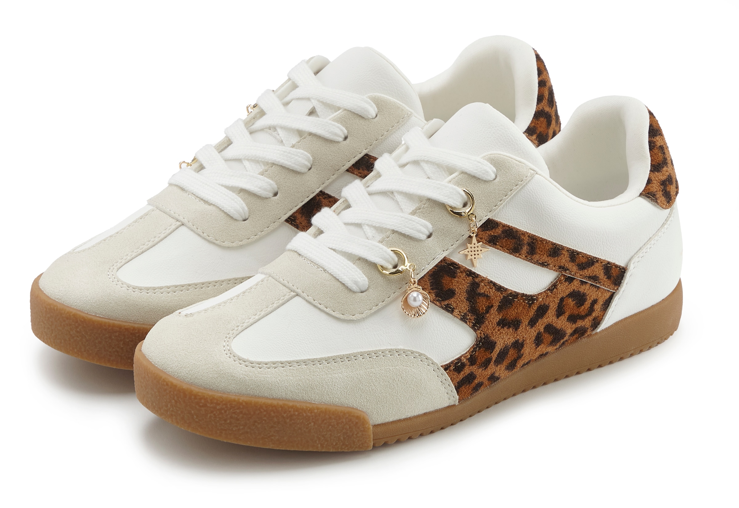 LASCANA Sneaker  Schnürhalbschuh, Freizeitschuh mit abnehmbaren Schmucksteinen VEGAN