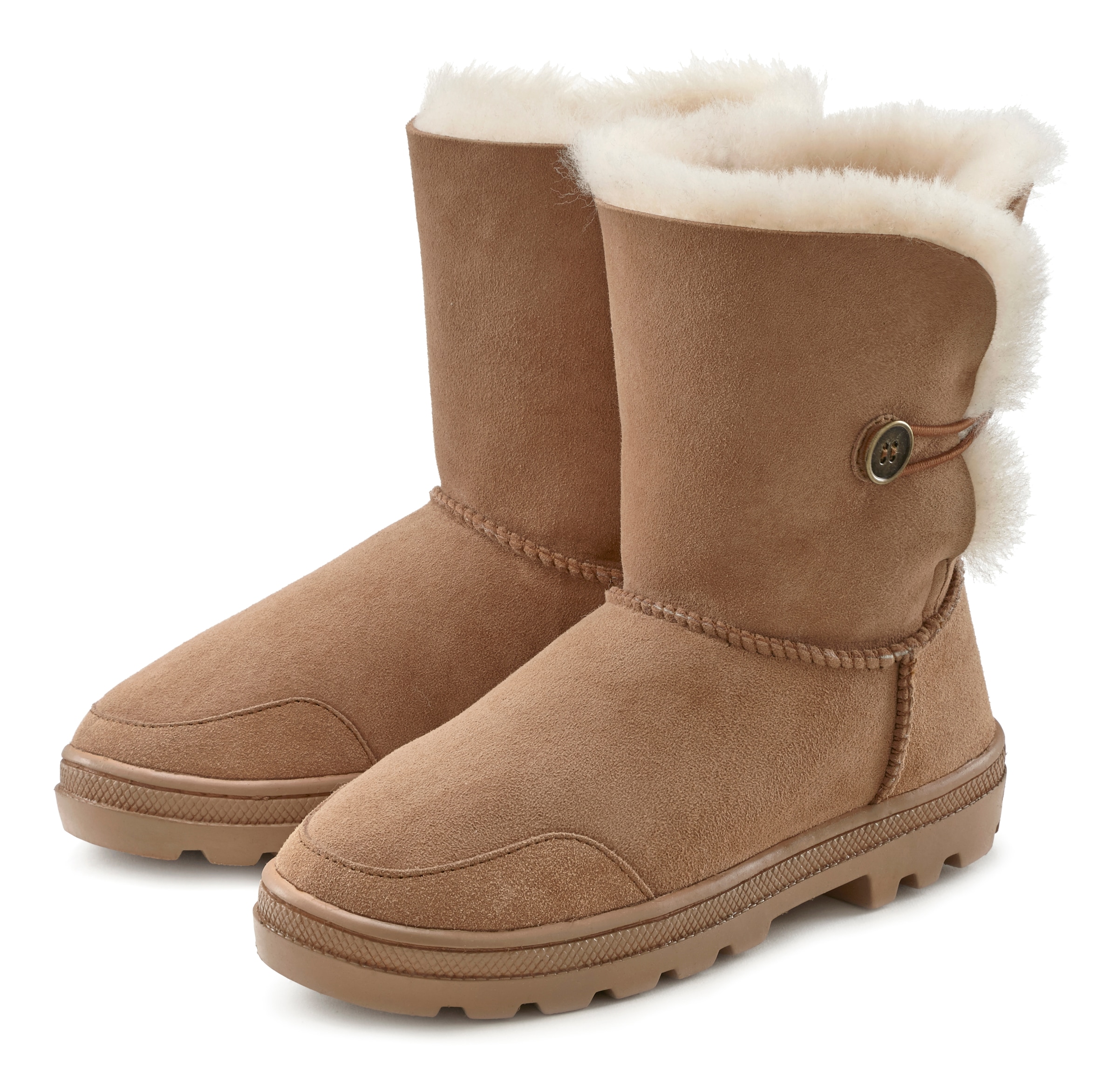 LASCANA Winterstiefel, aus kuscheligem Lammfell, robuste Sohle, Winterstiefelette, Snowboots