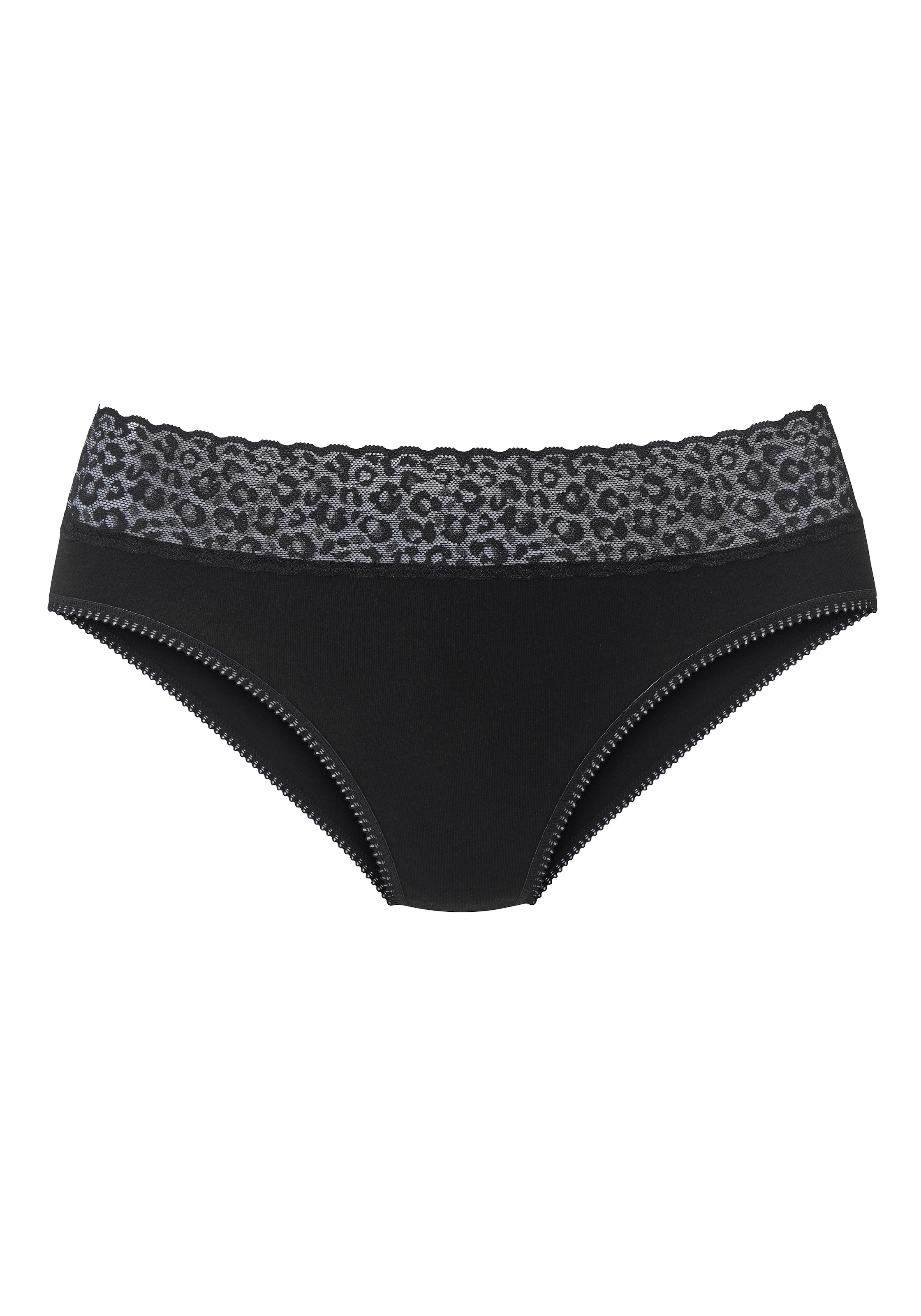 LASCANA Jazz-Pants Slips 4er Pack,  aus elastischer Baumwolle mit Leo-Spitze am Bund
