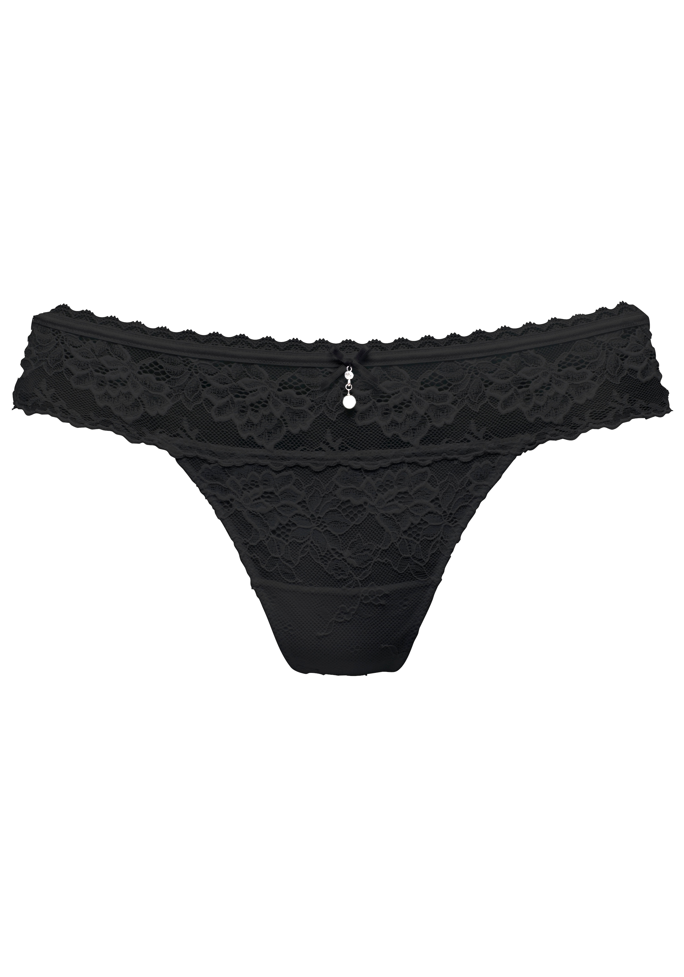 LASCANA String, rundum aus zarter Jacquardspitze mit edlem Schmuckaccessoire