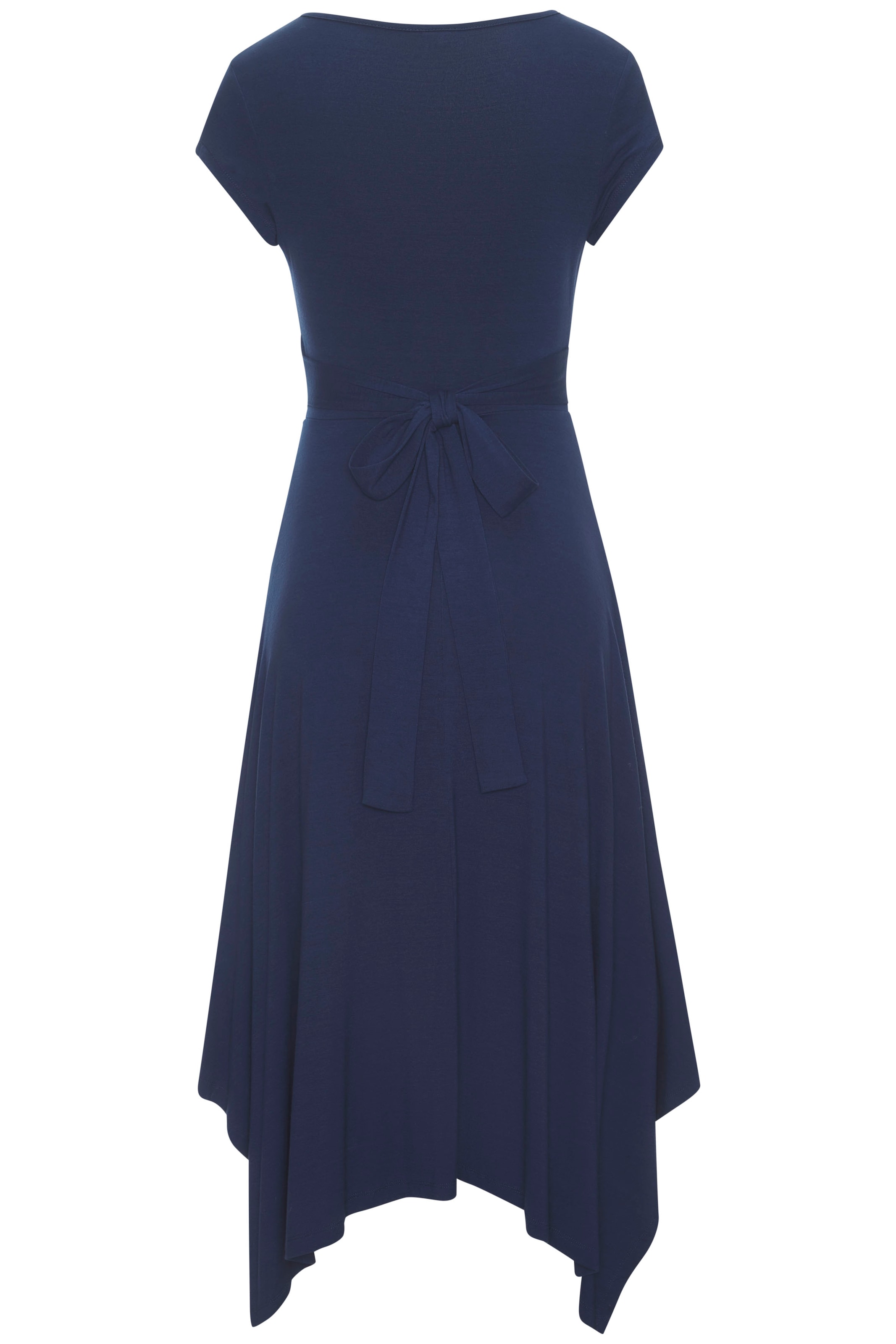 Beachtime Sommerkleid, mit Zipfelsaum und Schleife, Jerseykleid, asymmetrisches Rockteil