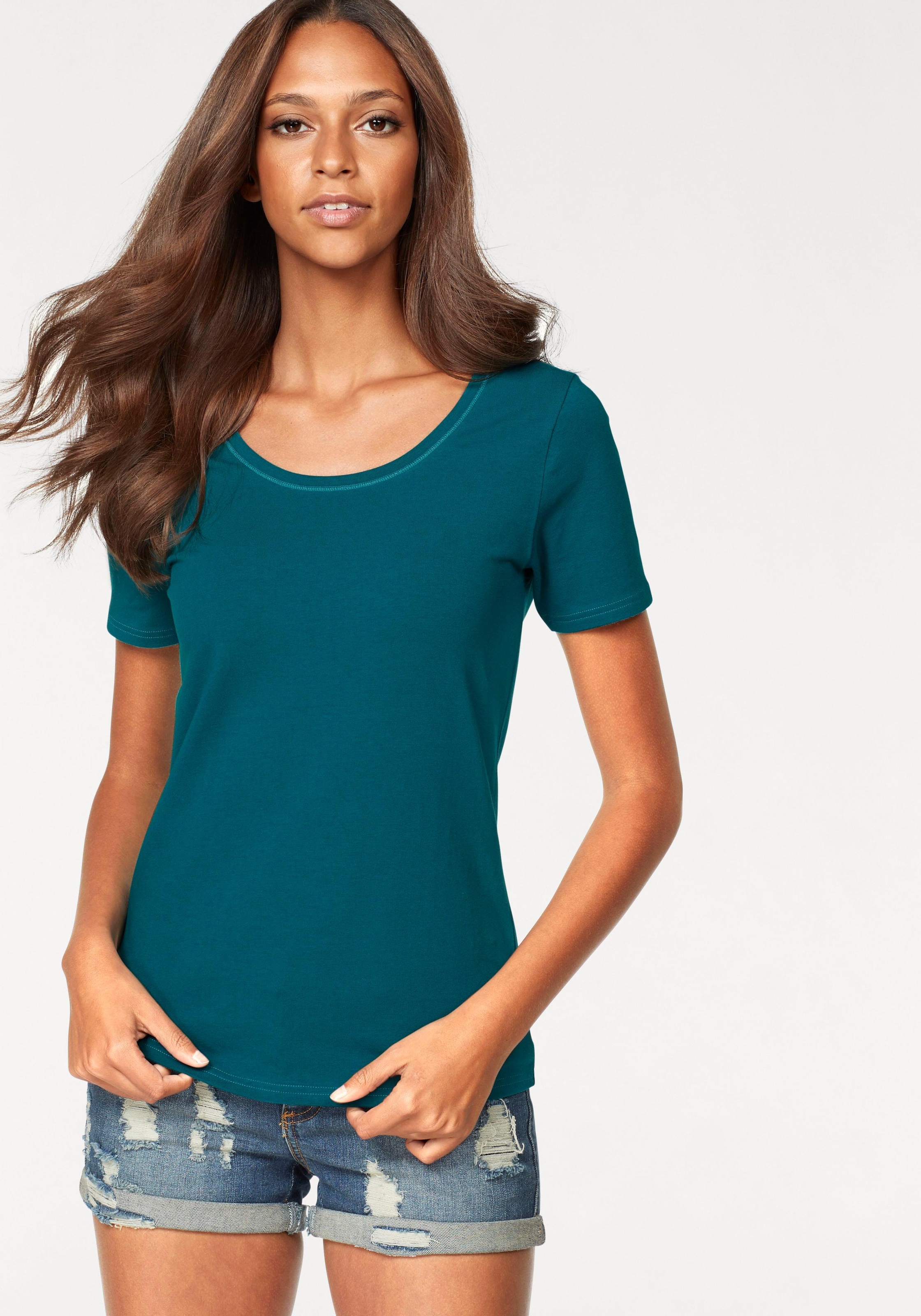 Vivance T-Shirt »aus elastischer Baumwoll-Qualität«, (2er-Pack)