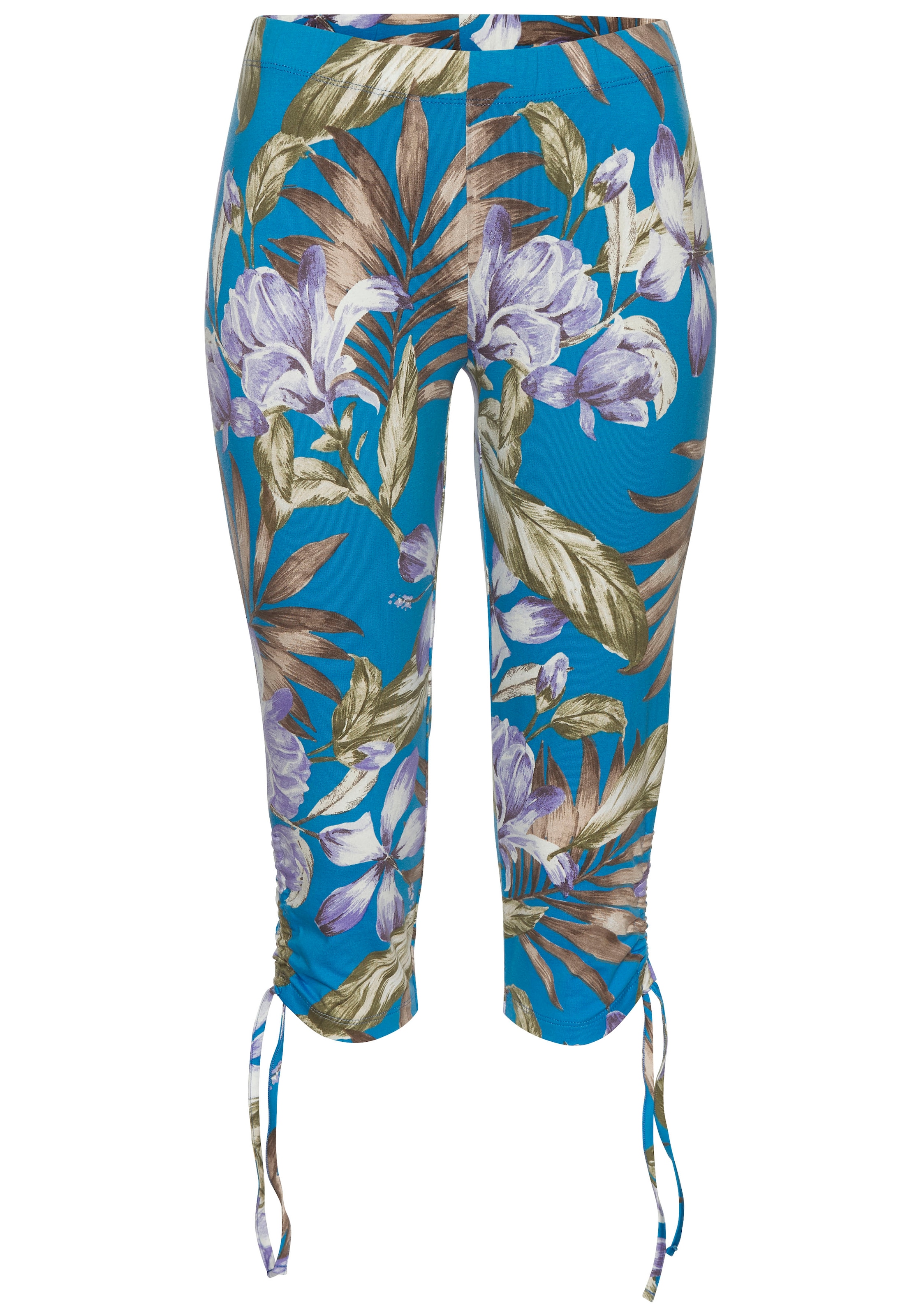 LASCANA Caprileggings, mit seitlicher Raffung und Allover-Druck, 3/4-Länge, Stretch