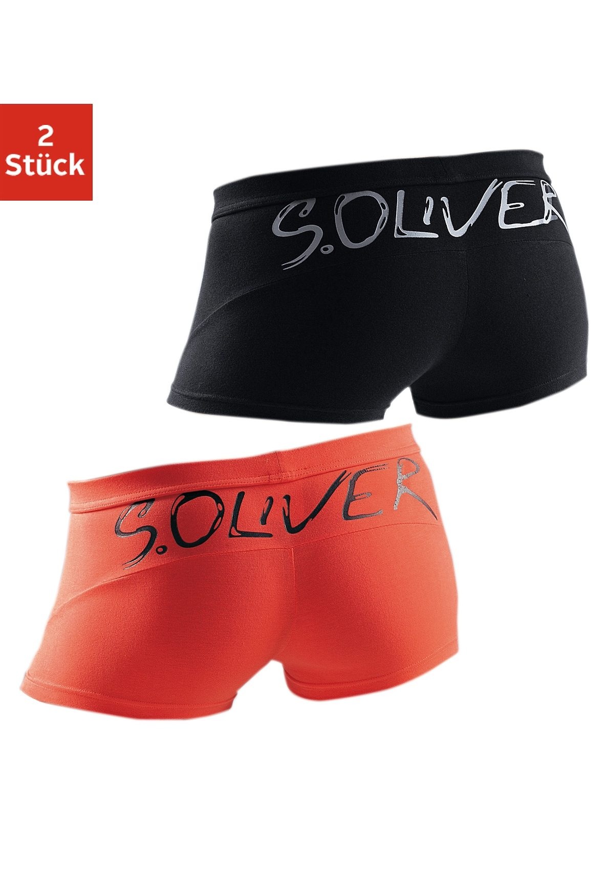 s.Oliver Boxershorts, (Packung, 2 St.), in Hipster-Form mit großem Logoschriftzug
