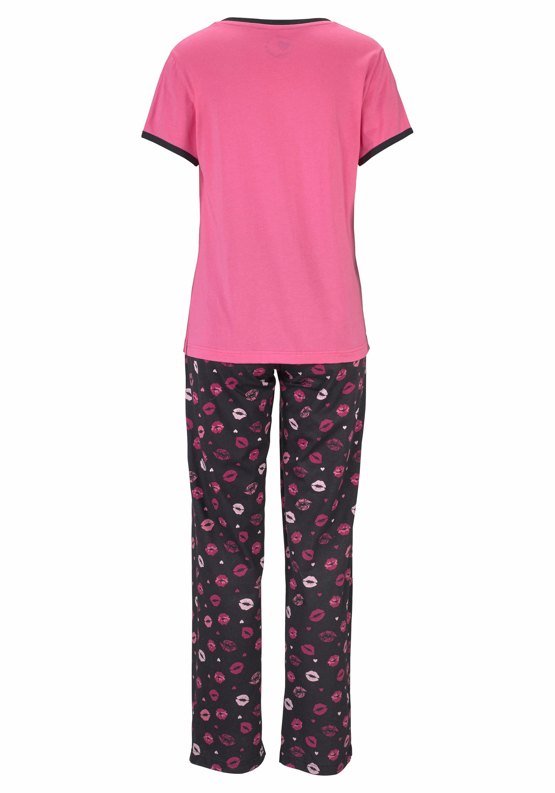 Vivance Dreams Pyjama, (Set, 3 teilig), mit Kussmund-Print