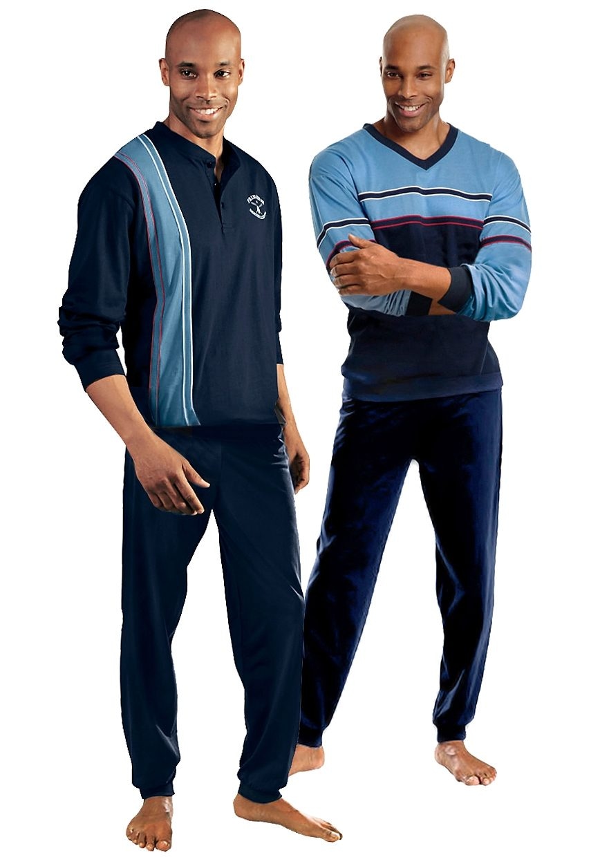 le jogger® Pyjama, (Packung, 4 tlg., 2 Stück), Schlafanzug für Herren in langer Form