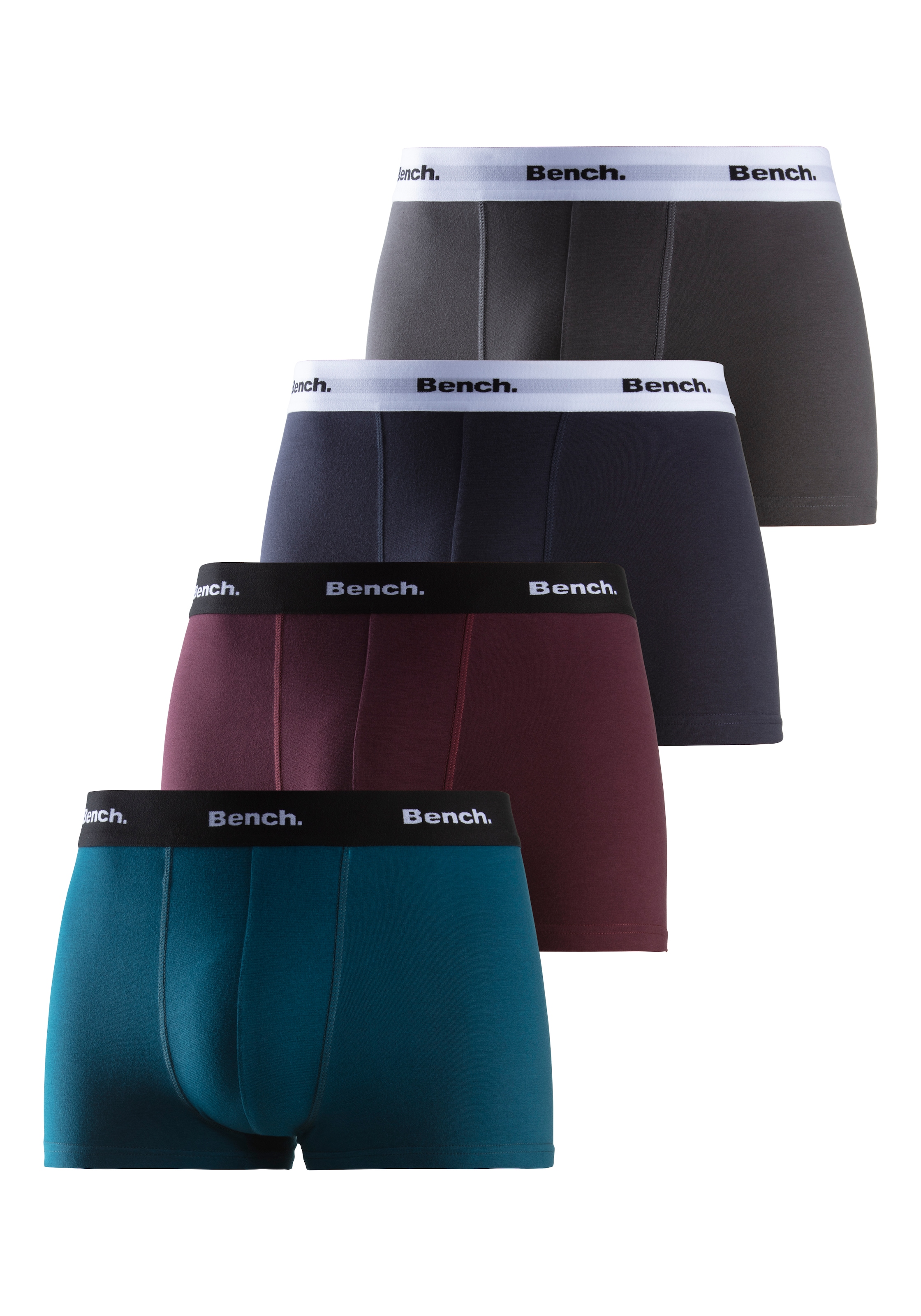 Bench. Boxer »Boxershorts für Herren«, (Packung, 4 St.), Unterhosen mit kontrastfarbigem Bund