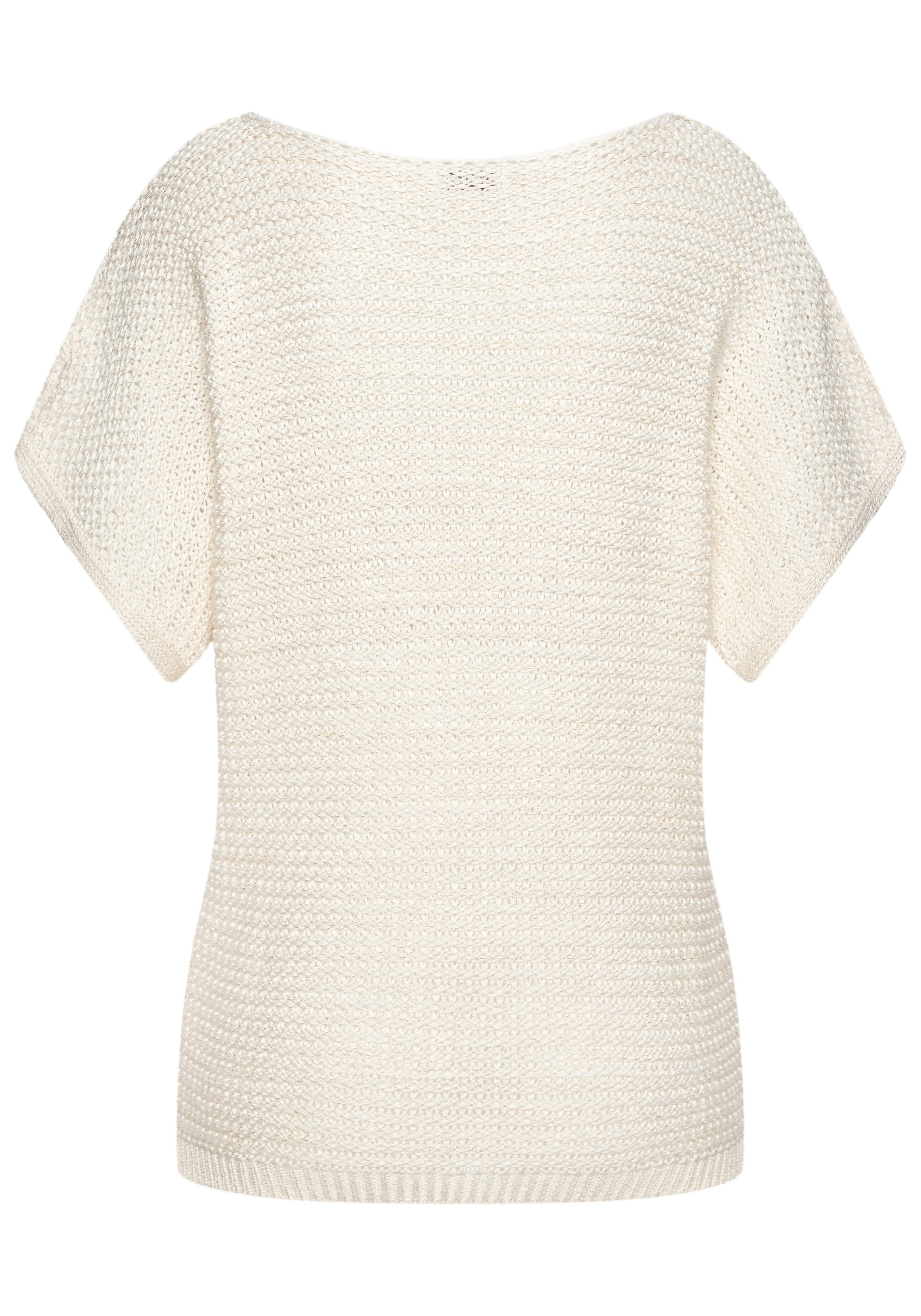 LASCANA Kurzarmpullover in luftigem Ajourstrick, leichter Sommerpullover, Metallic-Effekt