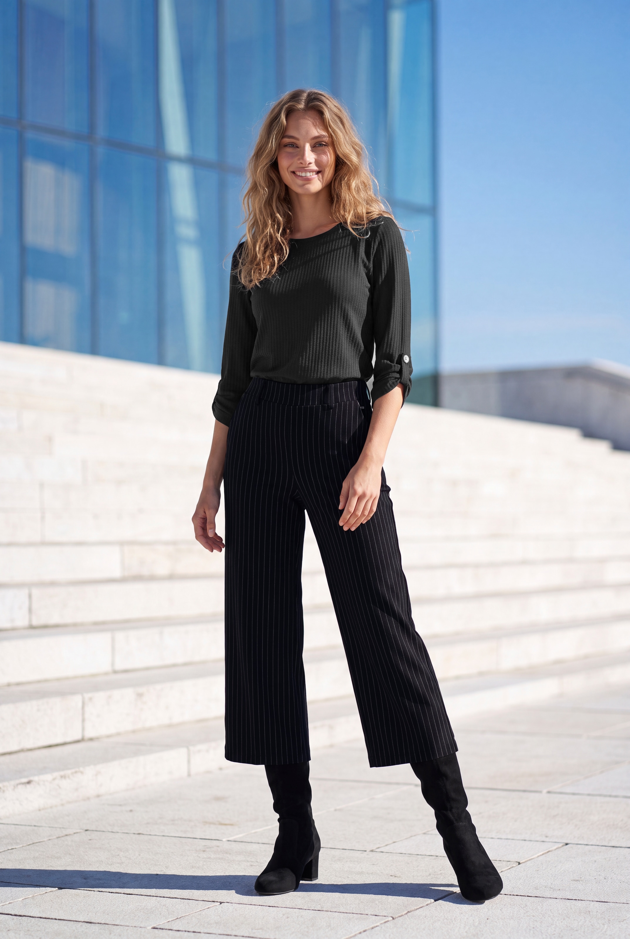 LASCANA Culotte  mit Jacquard Strickmuster oder uni schwarz