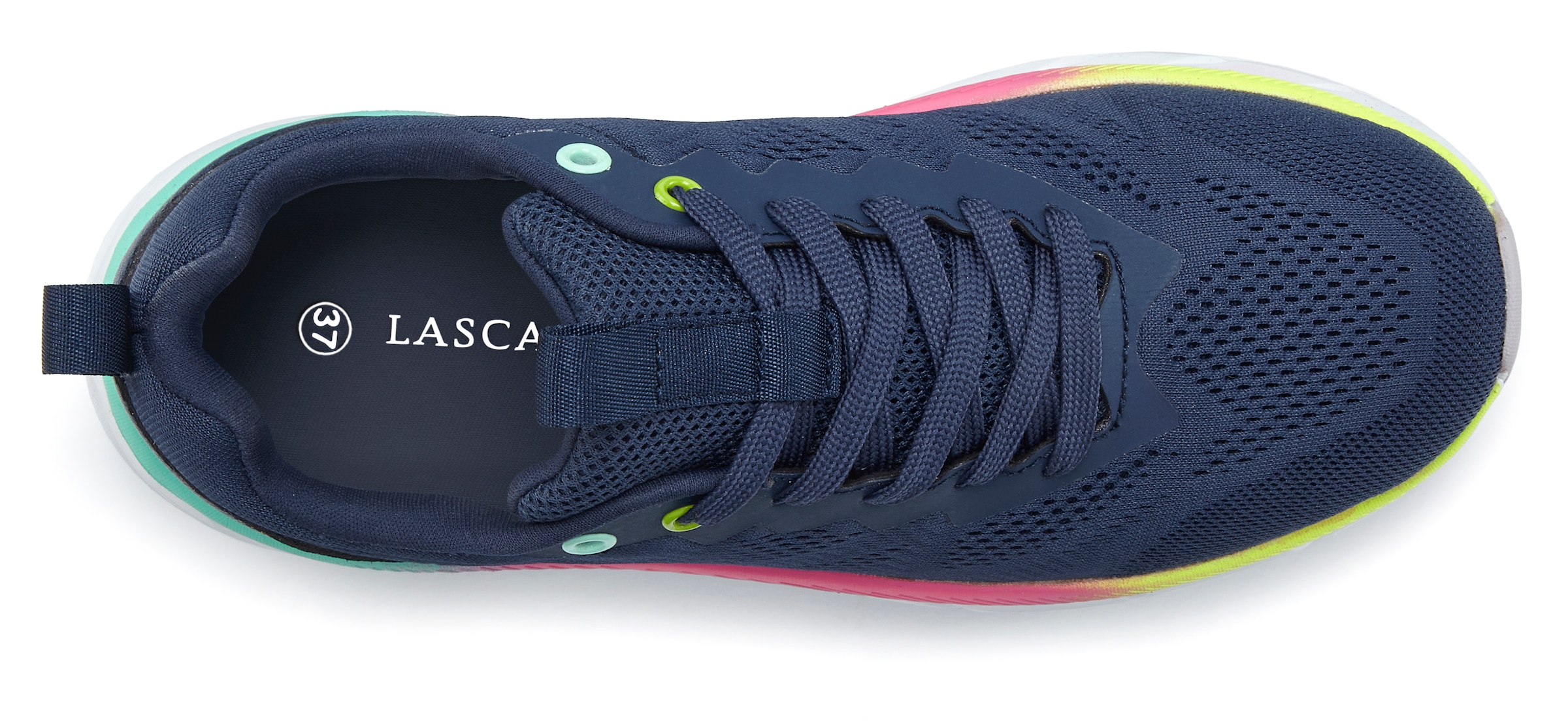 LASCANA Sneaker »Halbschuh, Turnschuh, Freizeitschuh,«  NEU mit modischen Farbdetails, Chunky Sohle & Mesh-Optik VEGAN