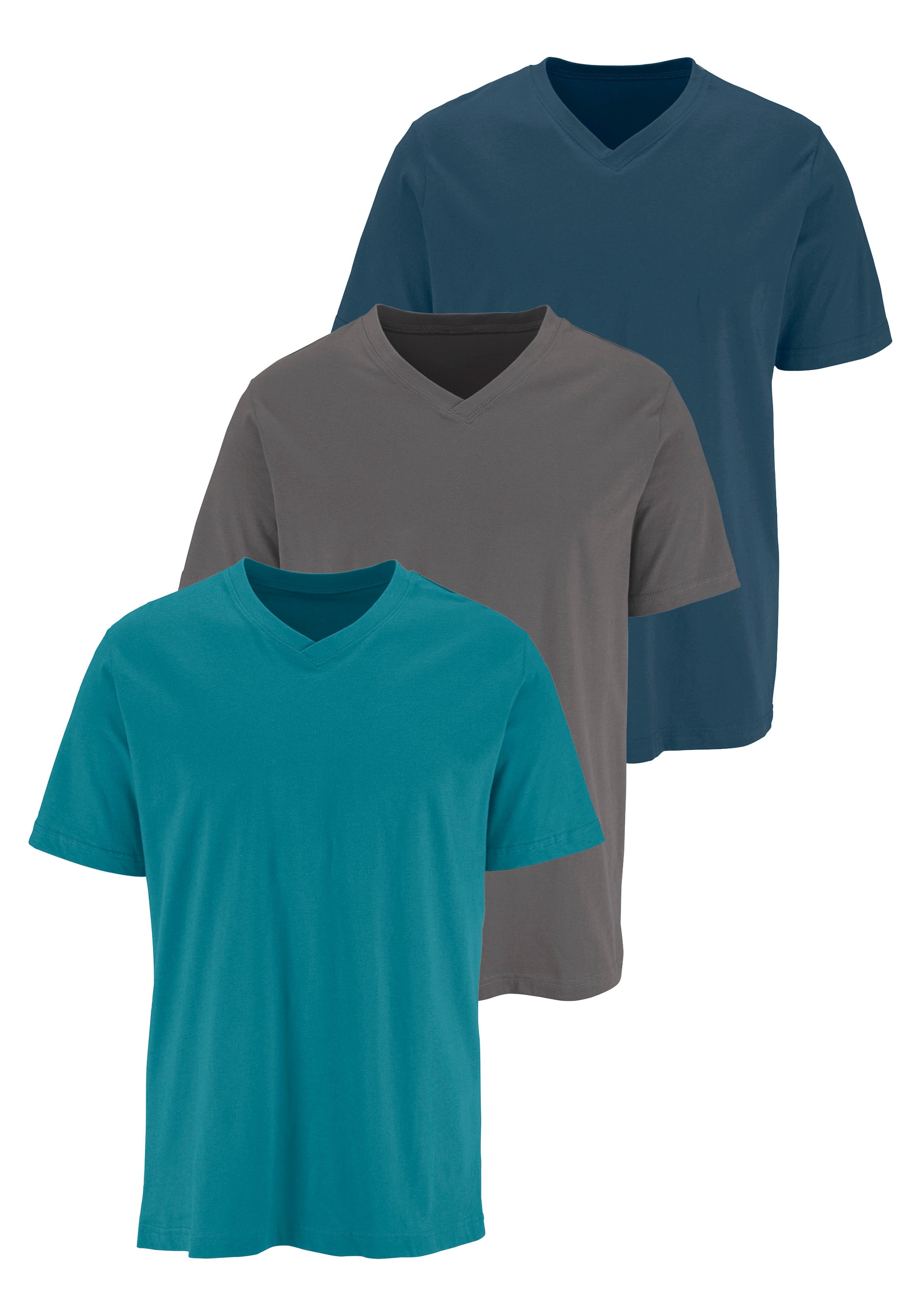 H.I.S T-Shirt »mit V-Ausschnitt, V-neck, Unterziehshirt« Packung, 3er-Pack, 3 Stk. unifarben, V-neck, aus Baumwolle