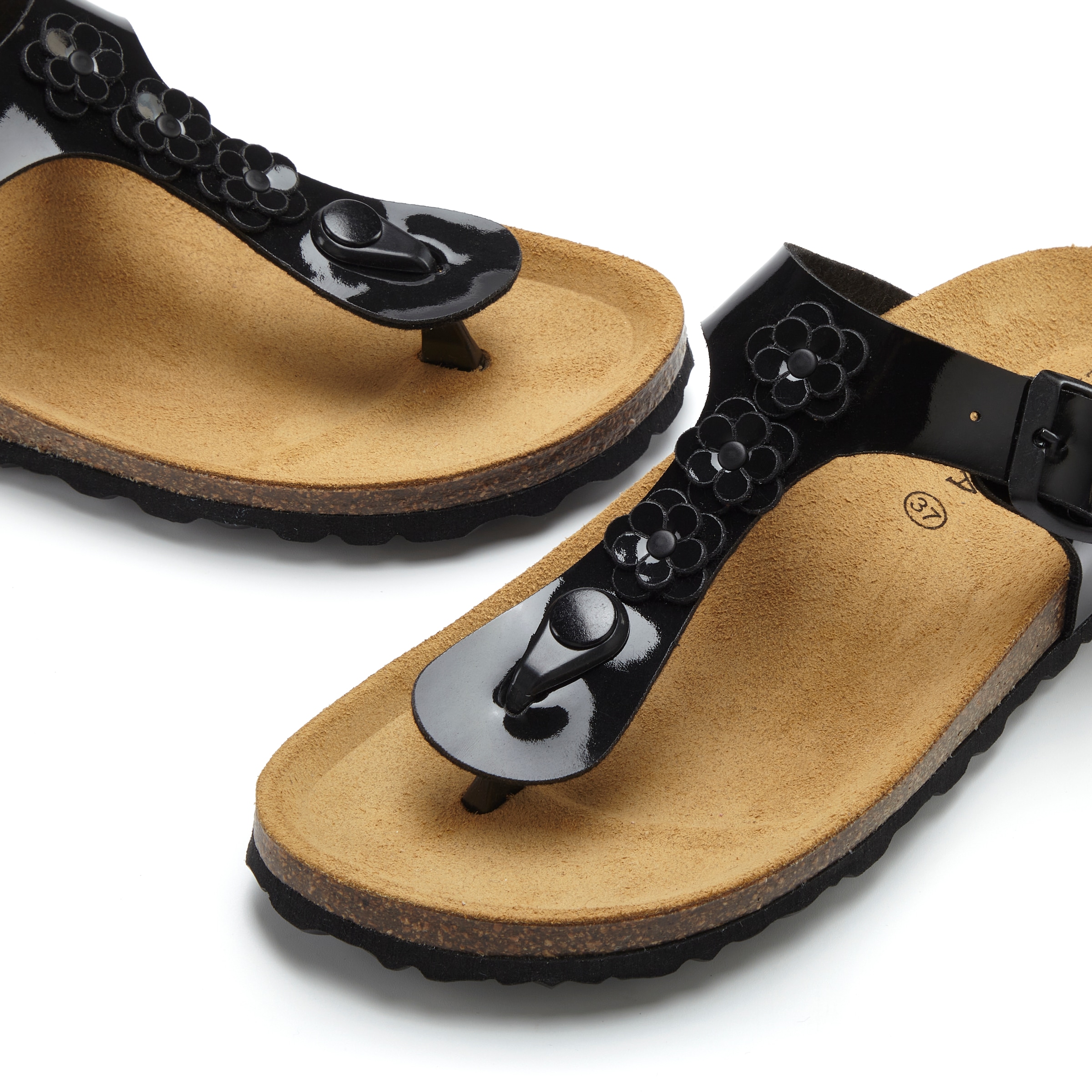 LASCANA Zehentrenner »Sandale, Pantolette, offener Schuh, Sommerschuh,«  mit komfortablem Korkfußbett