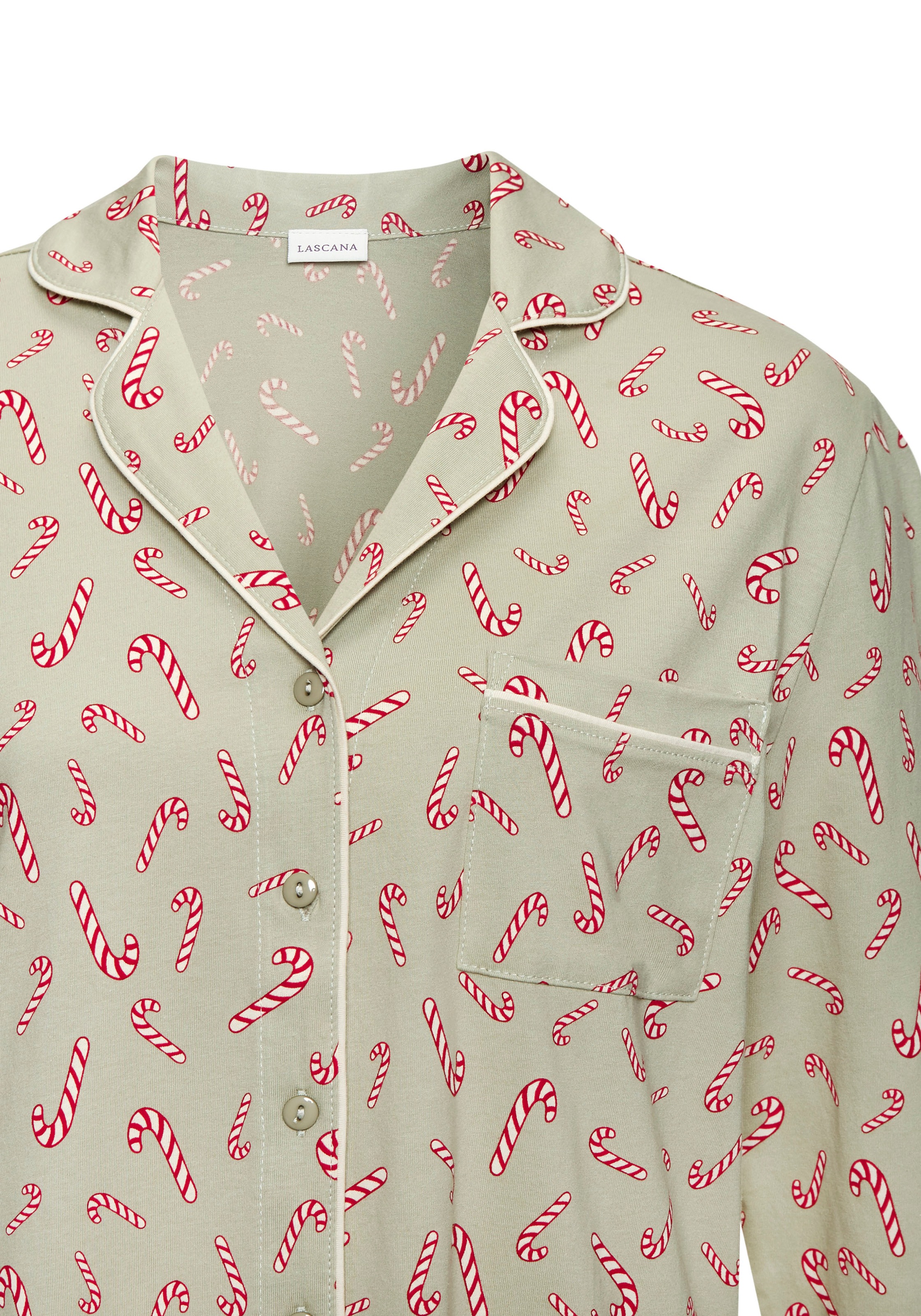 LASCANA Nachthemd 1-teilig,  Brusttasche Mit Weihnachtlichem Muster