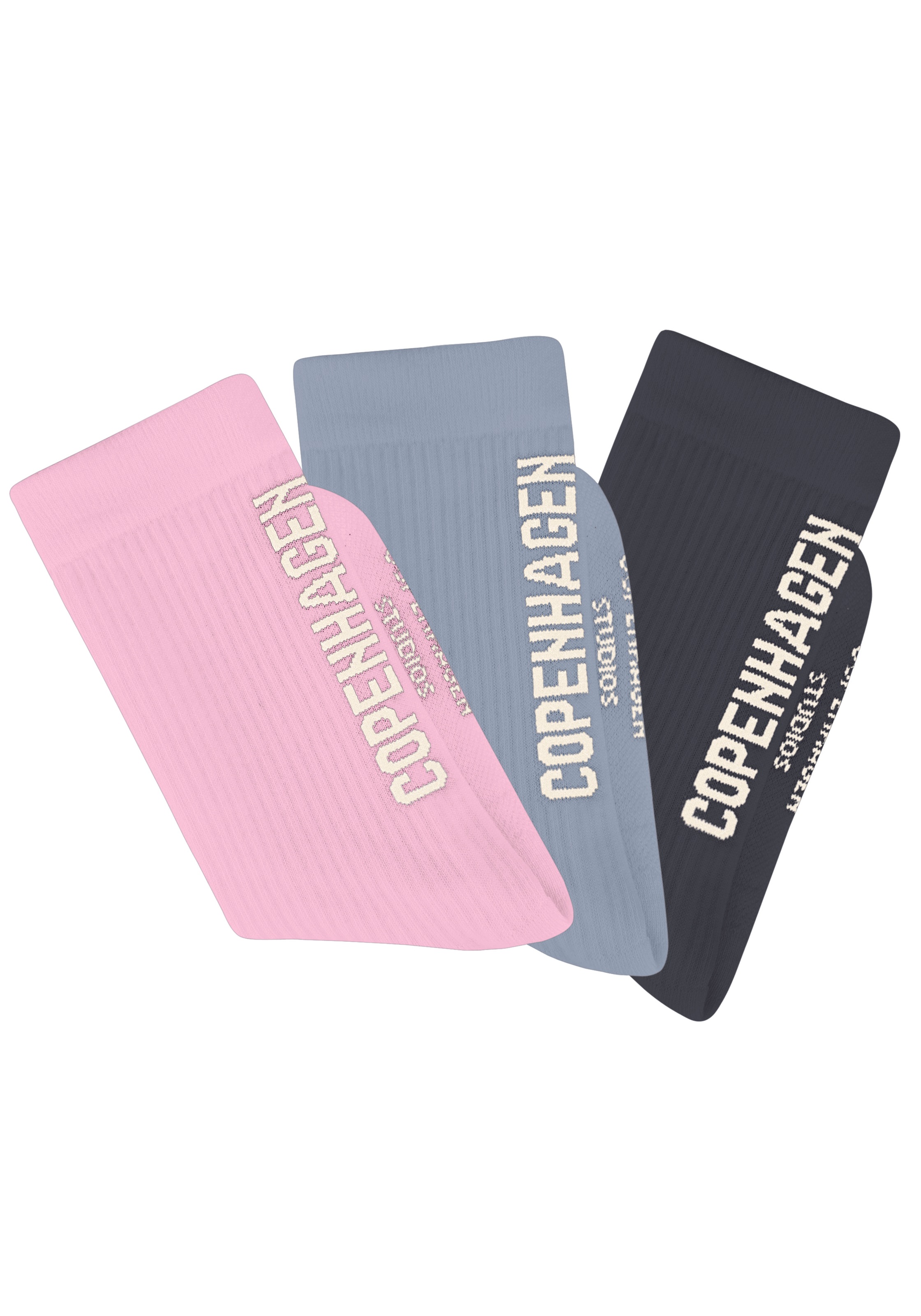 Copenhagen Studios Tennissocken, (Packung, 3 Paar), mit großem Schriftzug