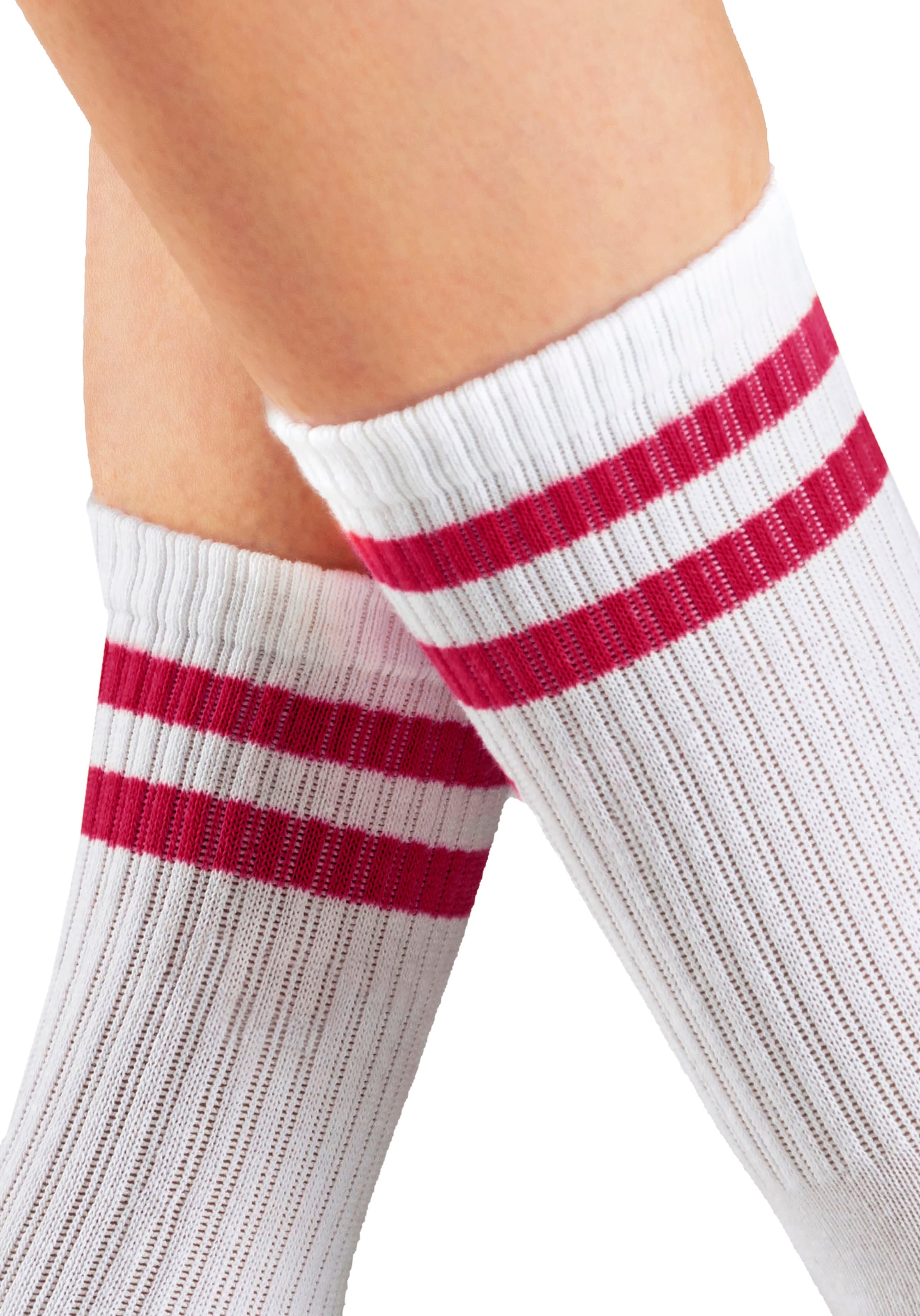 LASCANA Tennissocken, (Packung, 3 Paar), mit farbigen Ringeln am Bündchen