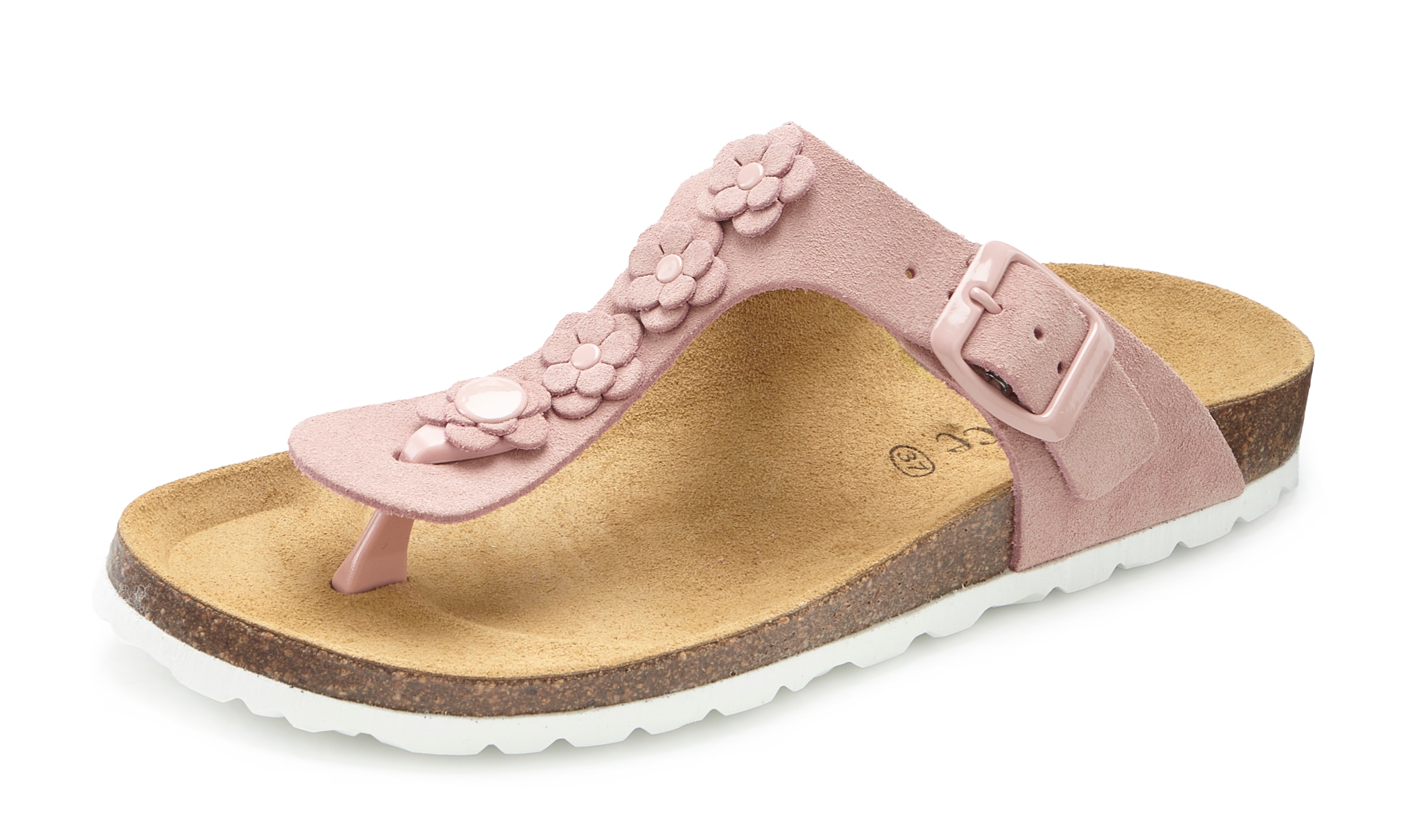 Vivance Pantolette »Mule, Sandale, offener Schuh, Sommerschuh,«  NEU aus Leder mit Korkfußbett und Blüten-Applikation