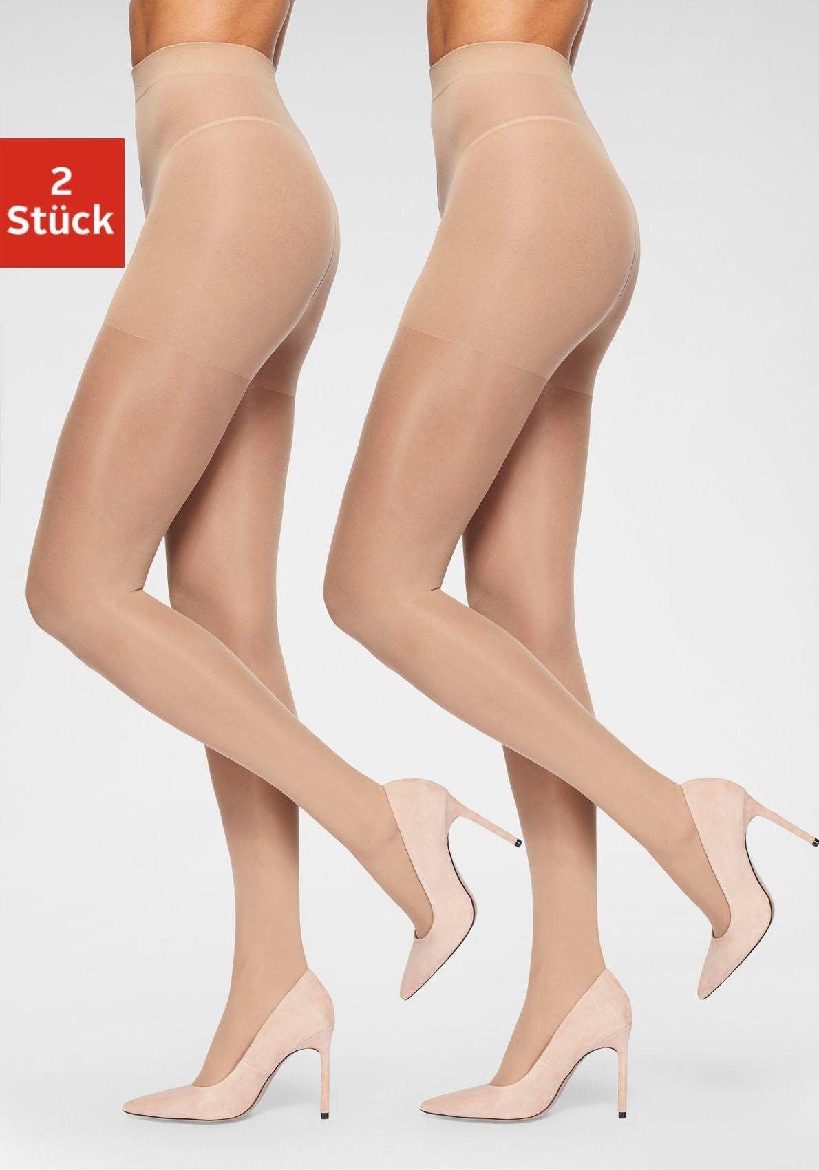 LASCANA Stützstrumpfhose »Damenstrumpfhose starker Kompression Effekt« 70 DEN Packung, 2 Stk. mit verstärktem Höschenteil