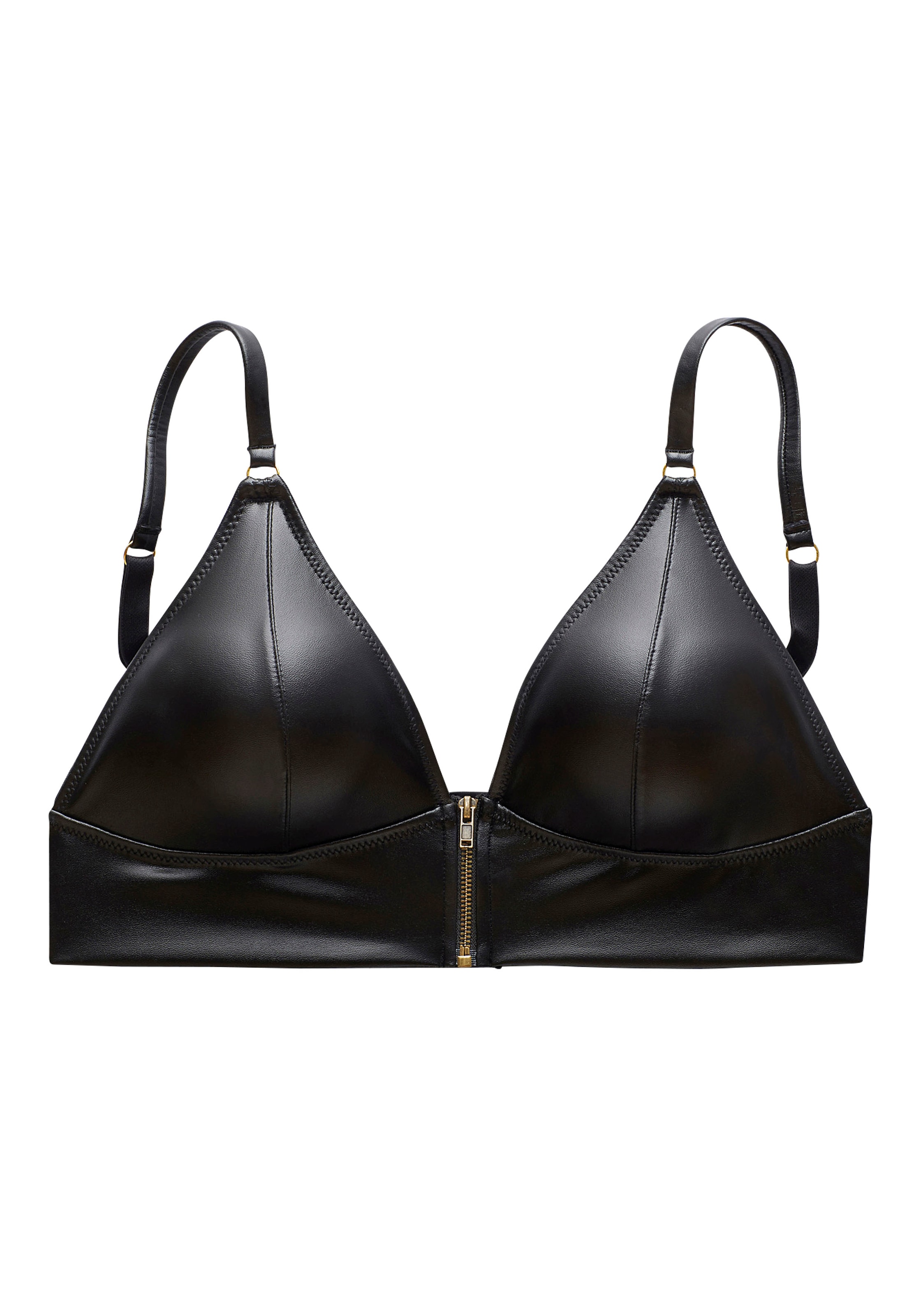 petite fleur gold Bralette-BH, ohne Bügel in Leder-Optik mit Reißverschluss, Kunstleder, sexy Dessous