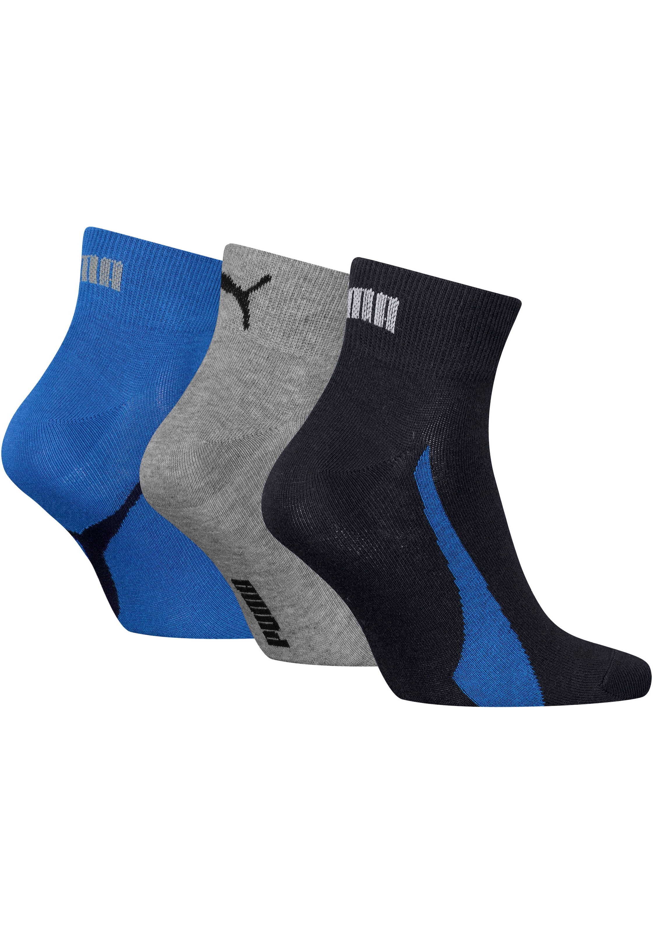 PUMA Kurzsocken »PUMA UNISEX LIFESTYLE QUARTER 3P« 3 Paar, 3 Stk. tlg. mit kurzem geripptem Schaft