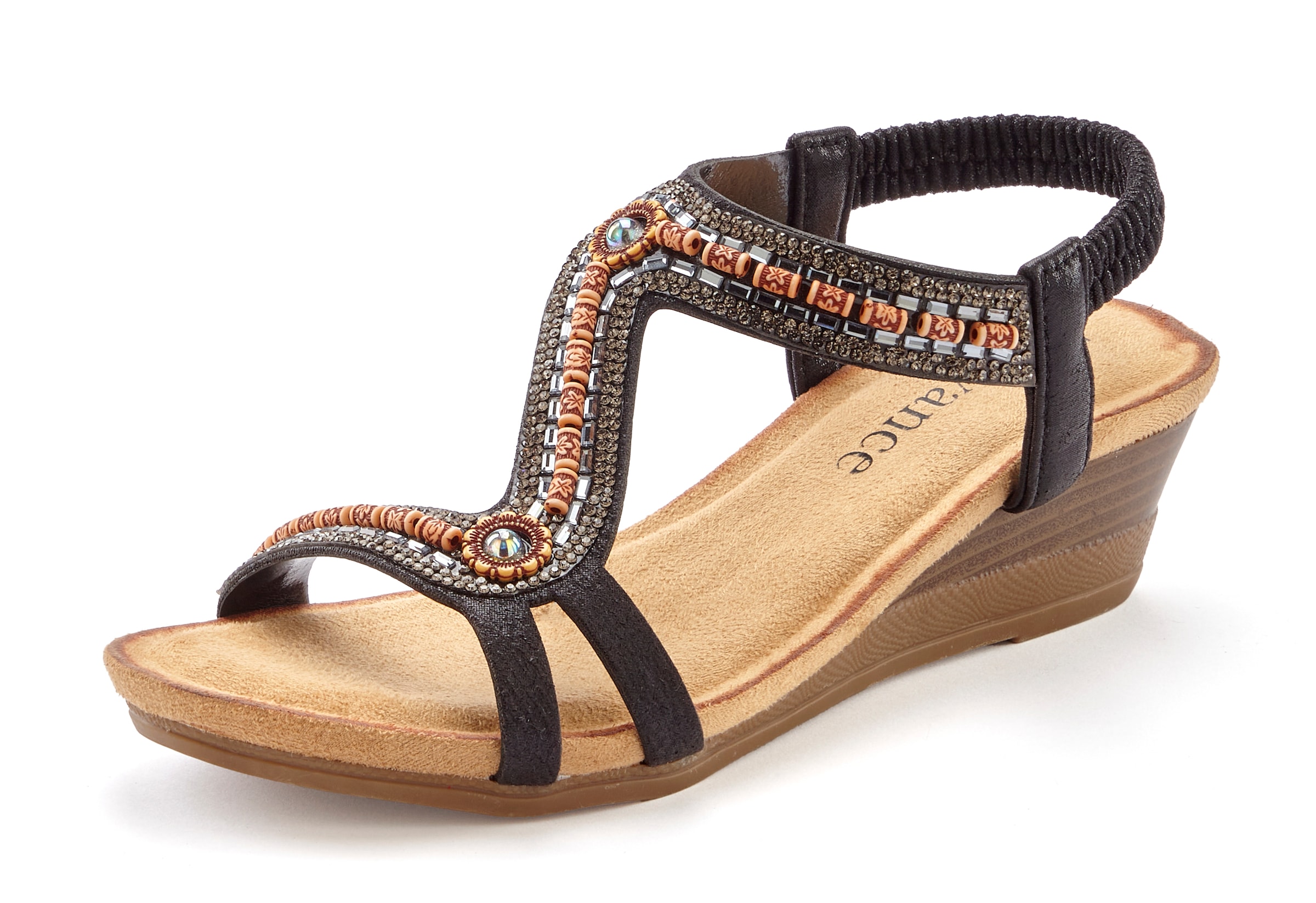 Vivance Sandalette »Sommerschuh«, Sandale, Sommerschuh mit Glitzerdetails und elastischem Riemchen VEGAN