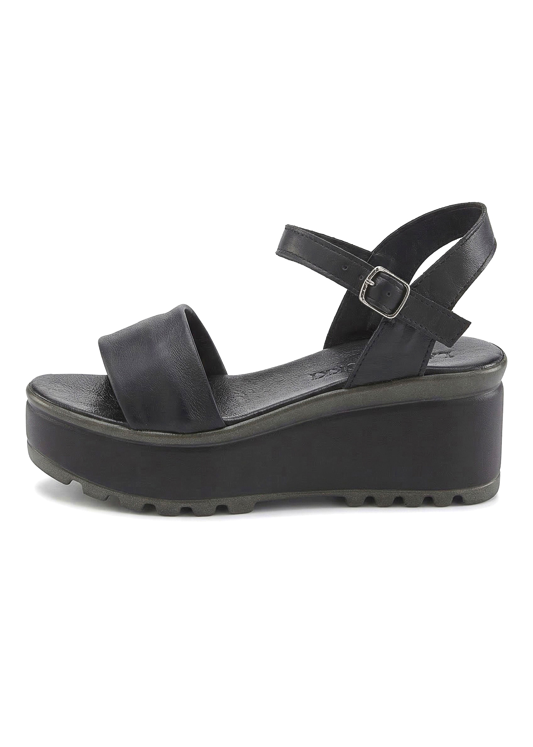 LASCANA Sandalette »Riemchensandalette, Sandale, Sommerschuh, offener Schuh,«  NEU aus Leder mit Keilabsatz