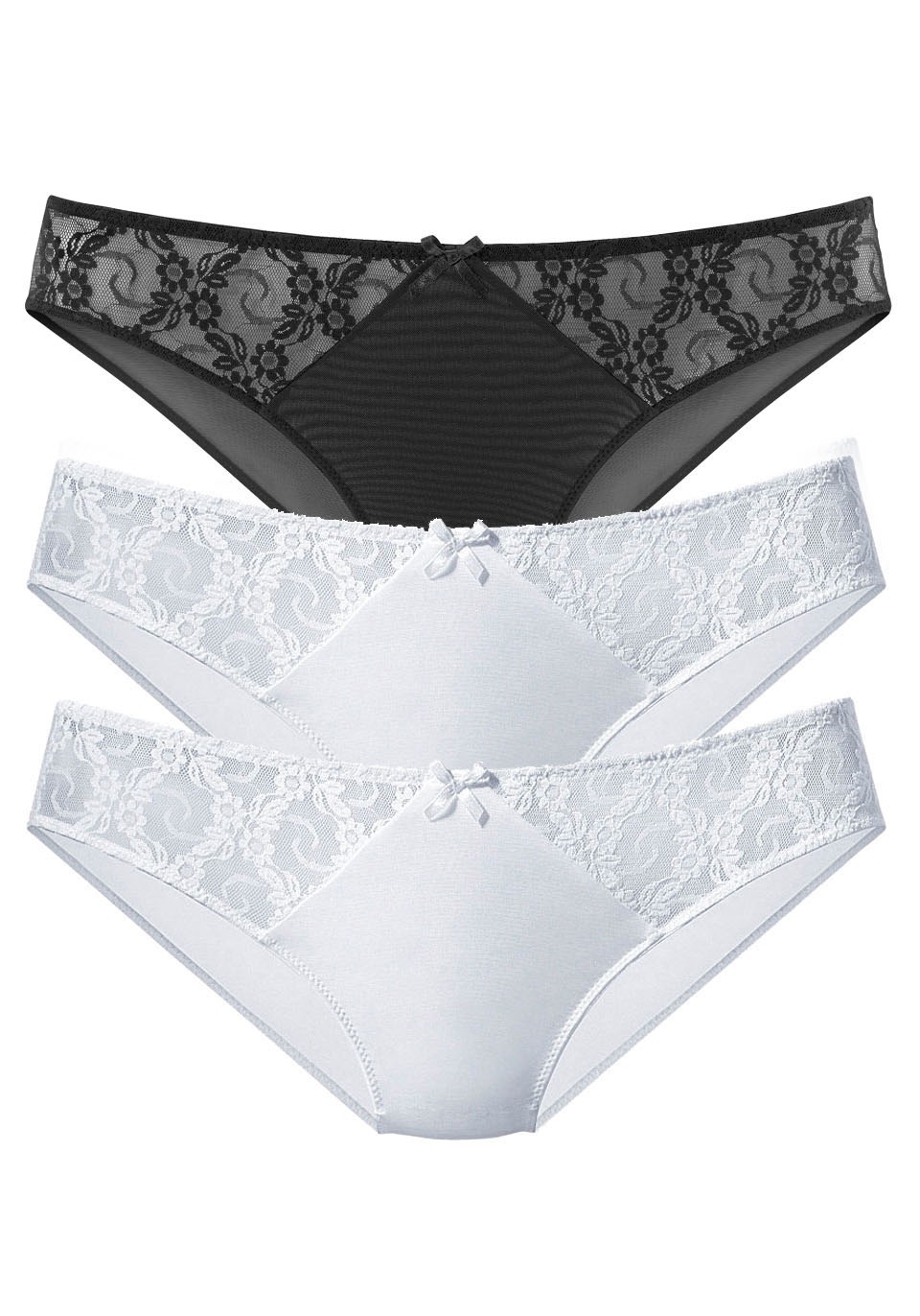 petite fleur Slip, (3 St.), mit hübschen Spitzeneinsätzen