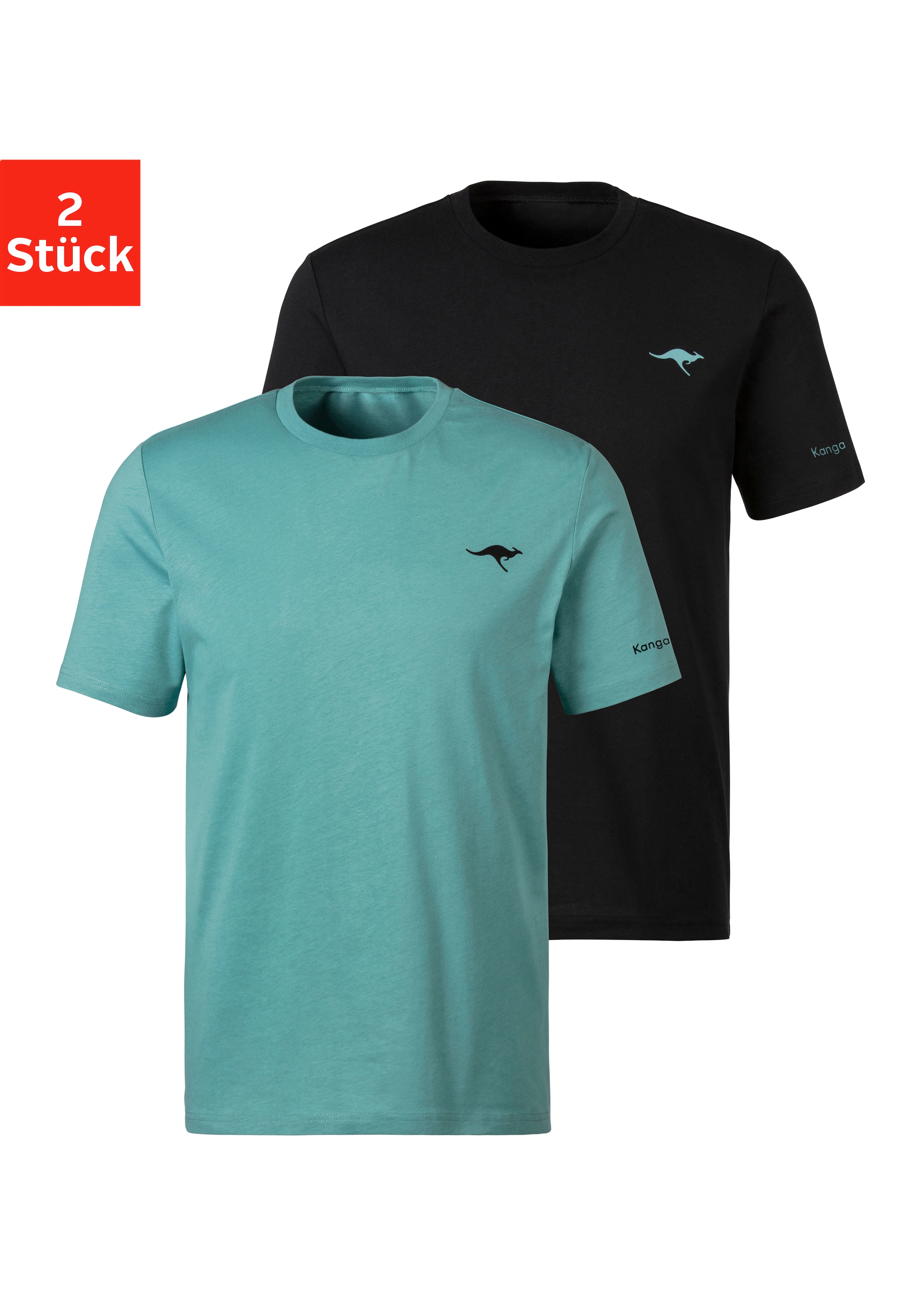 KangaROOS T-Shirt, (2er-Pack), mit KangaROOS Print auf der Brust