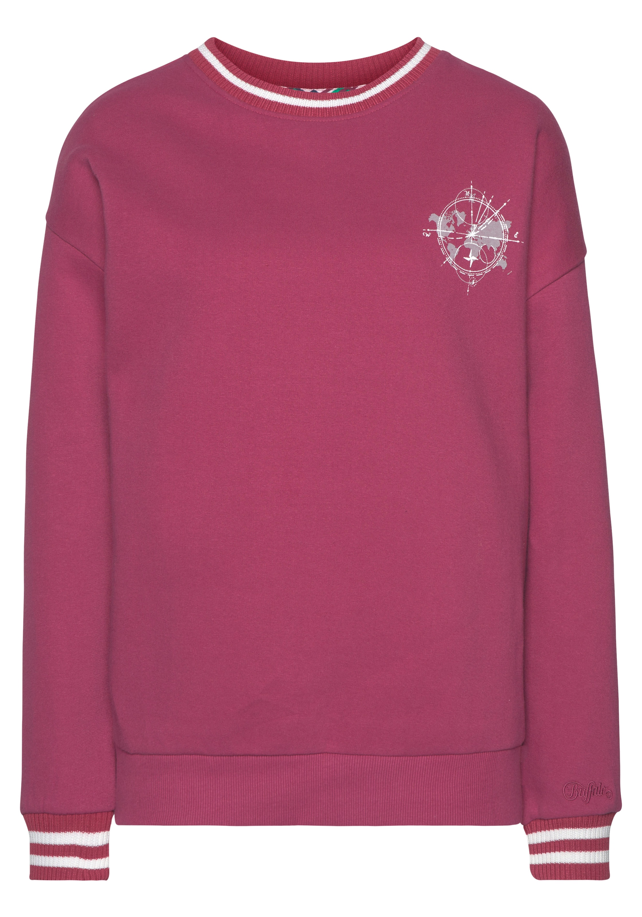 Buffalo Sweatshirt, mit Kontrast-Rippbündchen und Druck, Loungeanzug