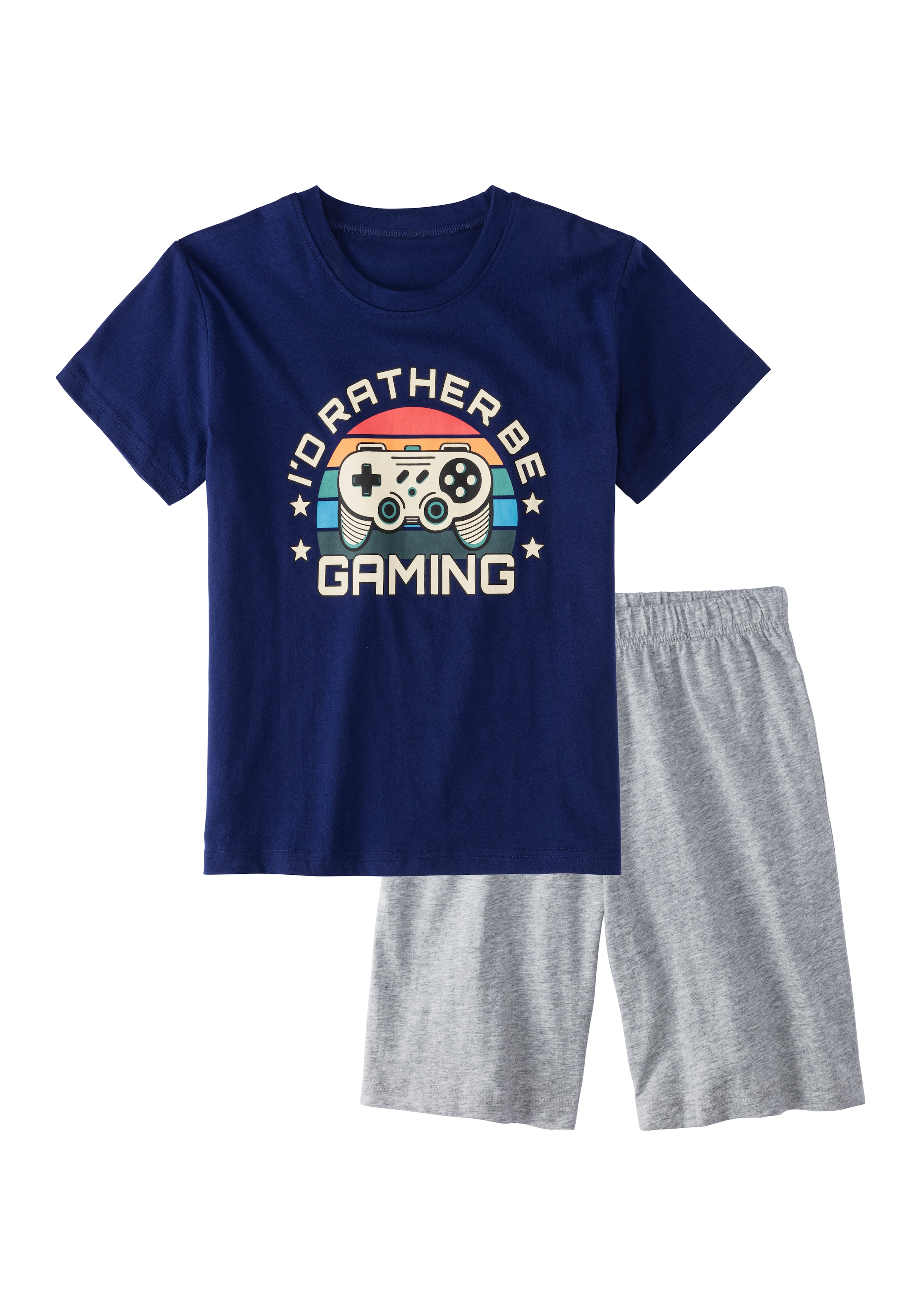 AUTHENTIC LE JOGGER Pyjama Packung, 1 Stück, 2 tlg. Schlafanzug mit großem Gaming - Print vorn