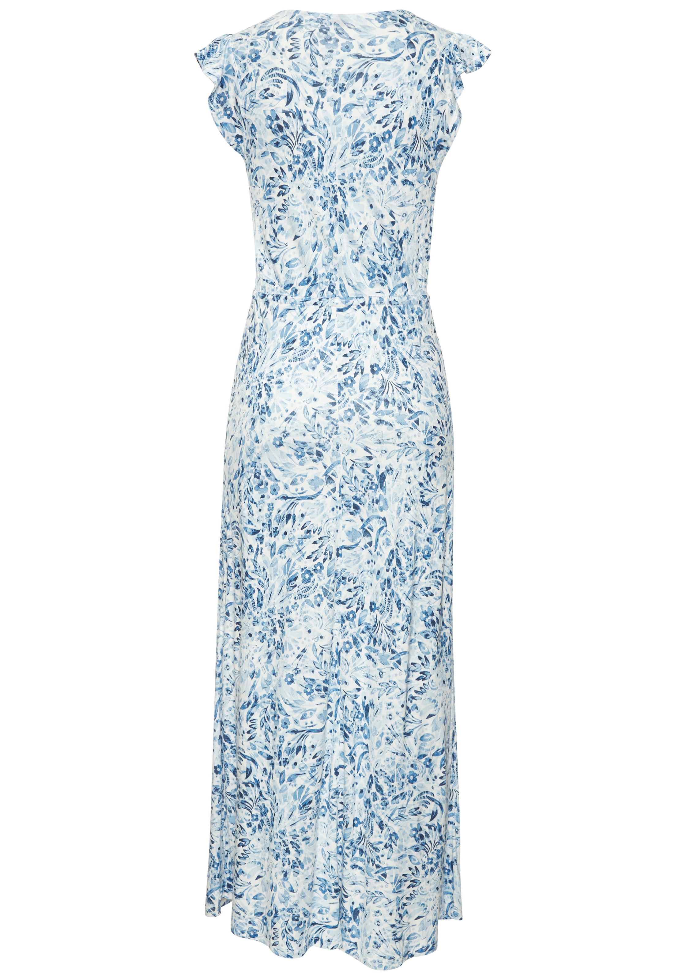 Vivance Maxikleid mit seitlichem Schlitz, zarten Flügelärmeln und Zierband