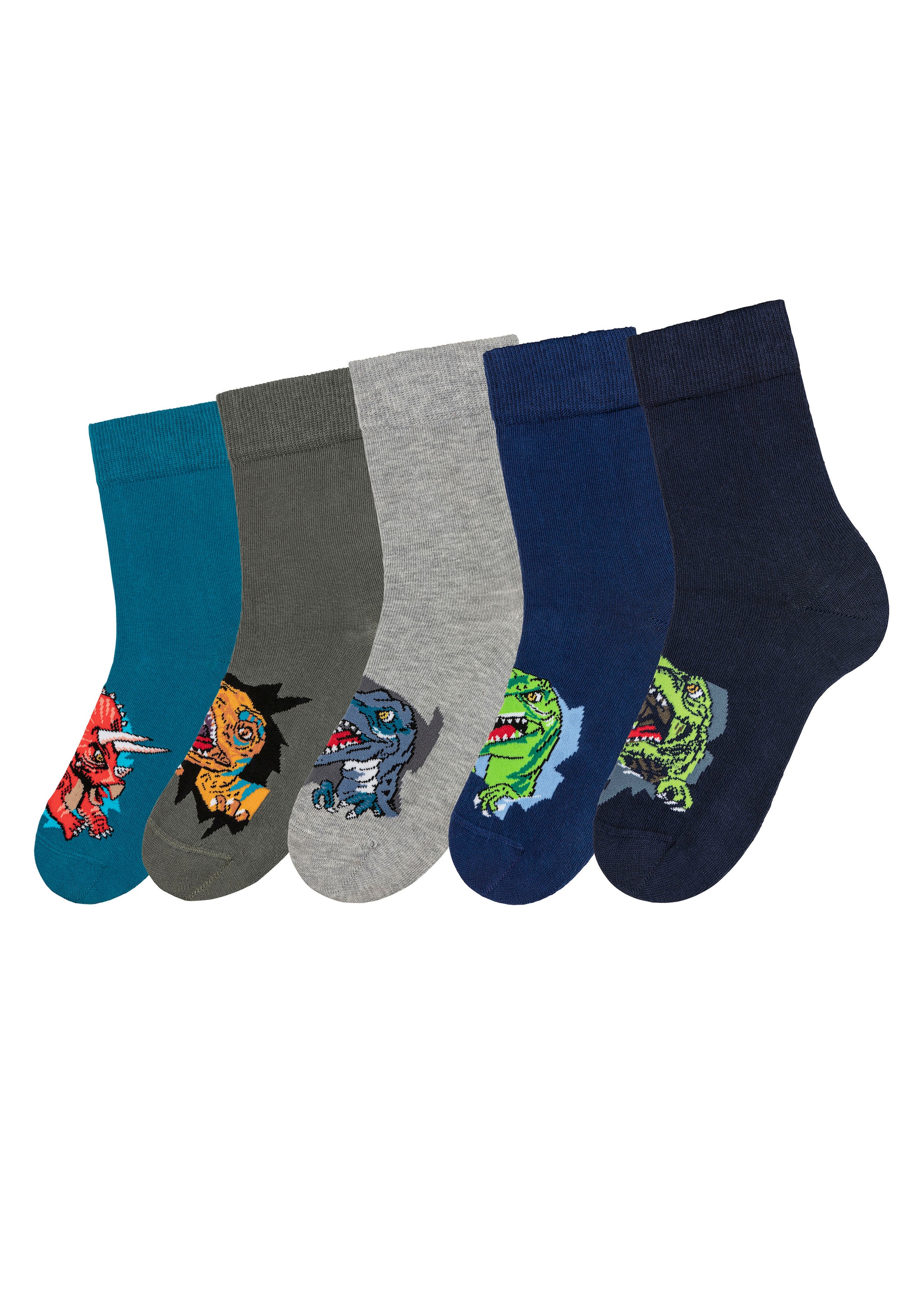 H.I.S Socken »Kinder und Jugendliche Motivsocken« Packung, 5 Stk. tlg. mit Dinosauriermotiven