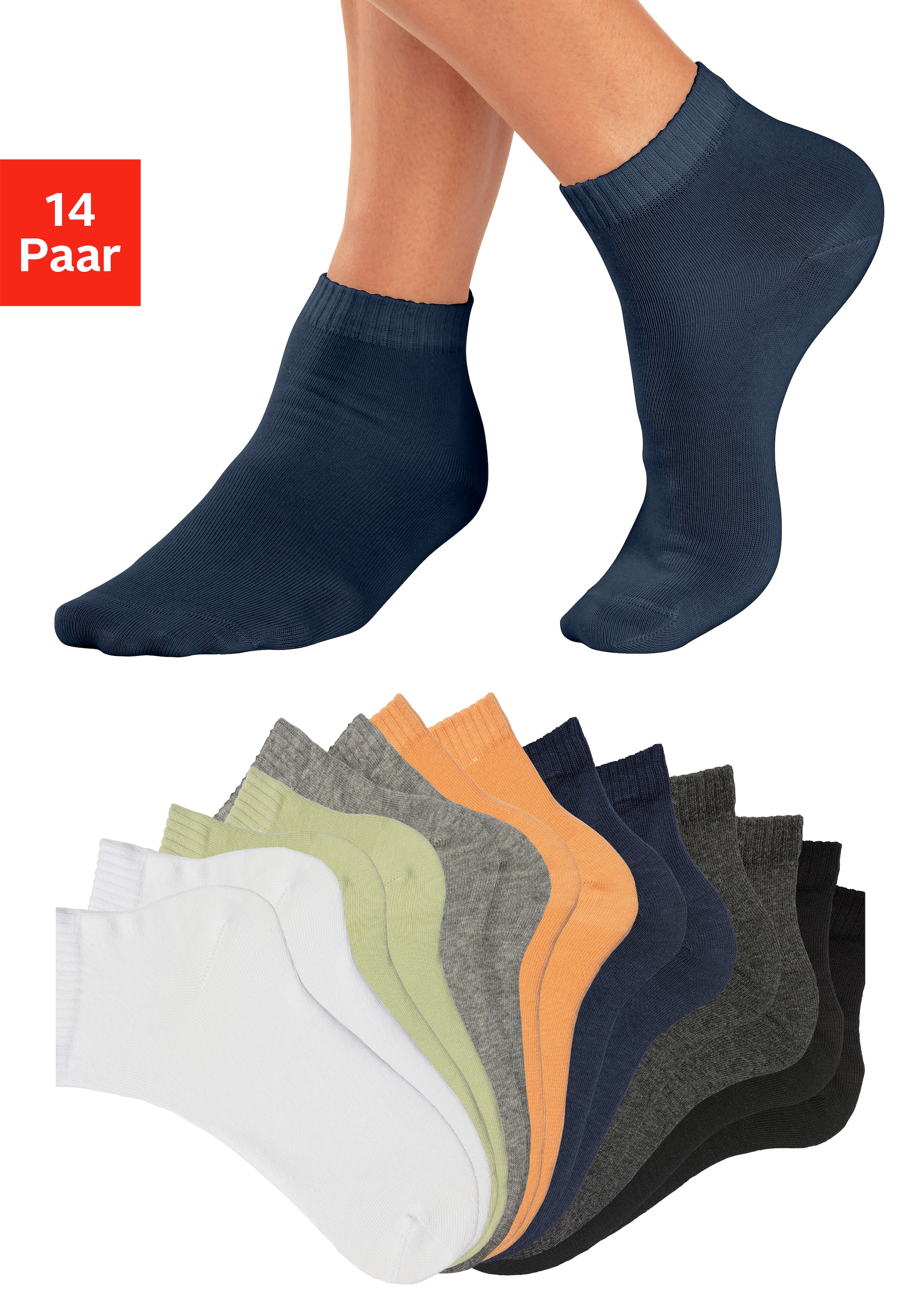 H.I.S Kurzsocken, (Packung, 14 Paar), mit eingestricktem Markenlogo im Innenbund