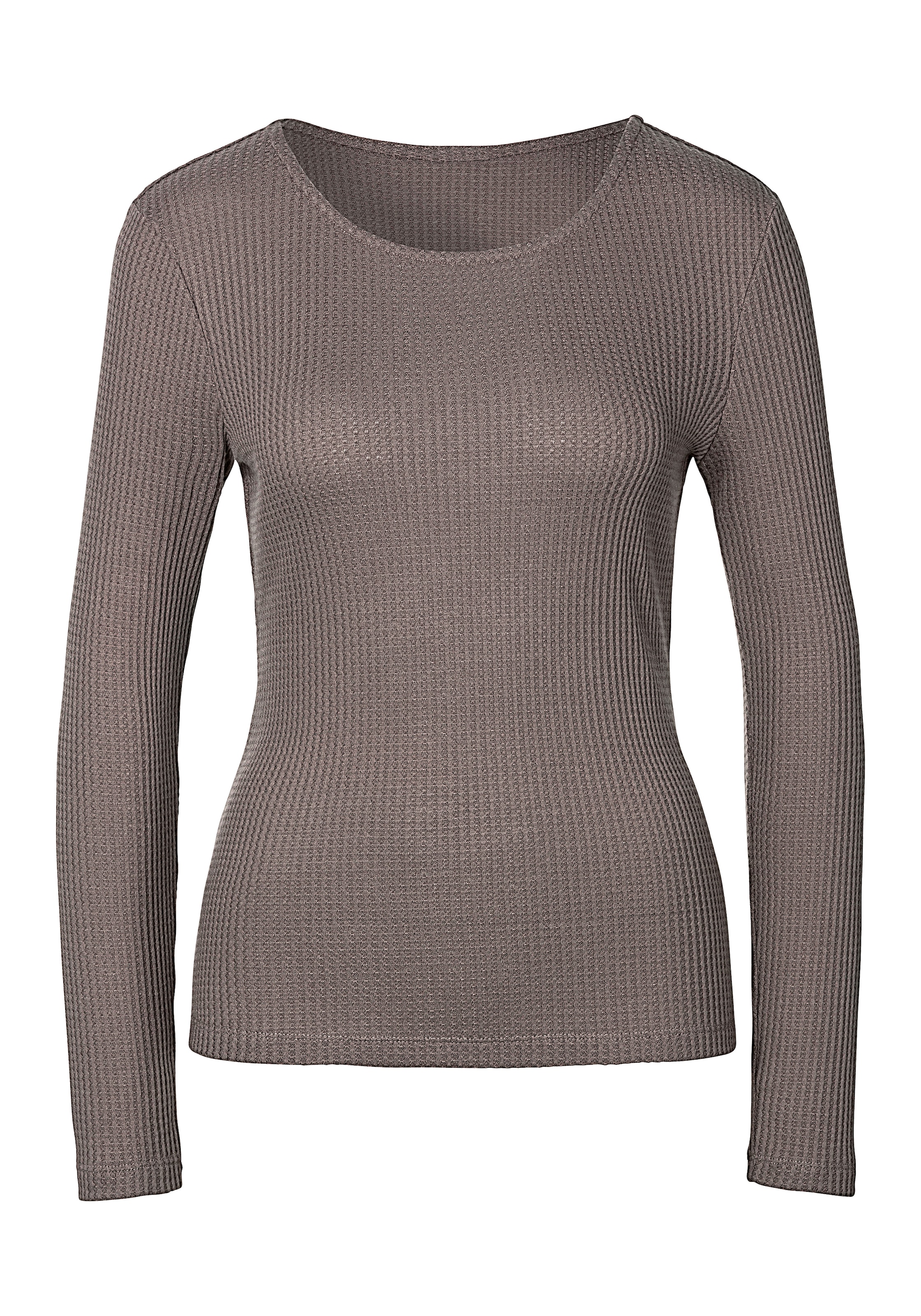 LASCANA Langarmshirt »in modischer Piqué-Optik«, (2er-Pack), aus pflegeleichter Qualität mit Viskose