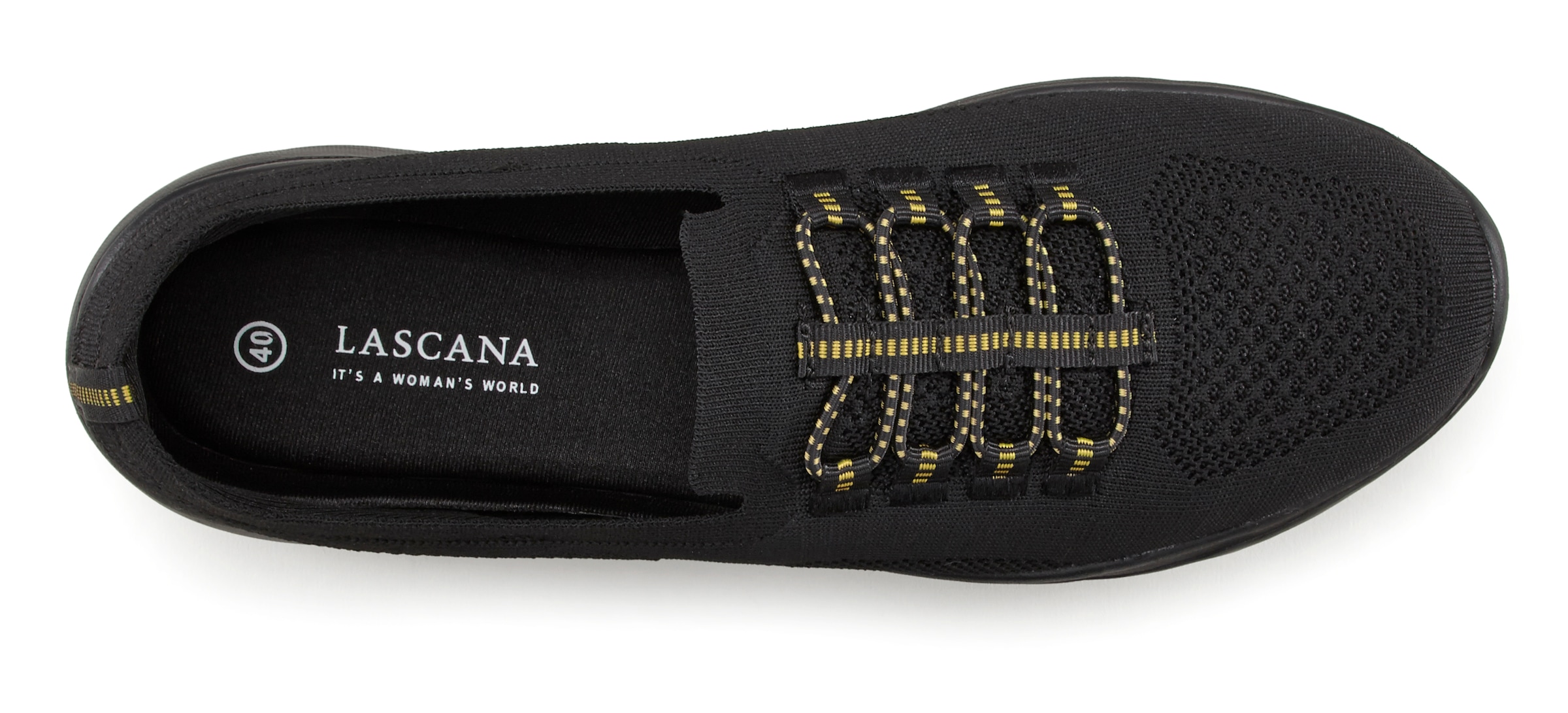LASCANA Sneaker »Slipper, Halbschuh, leichtes Meshmaterial«, zum Reinschlüpfen mit elastischen Schnürbändern VEGAN