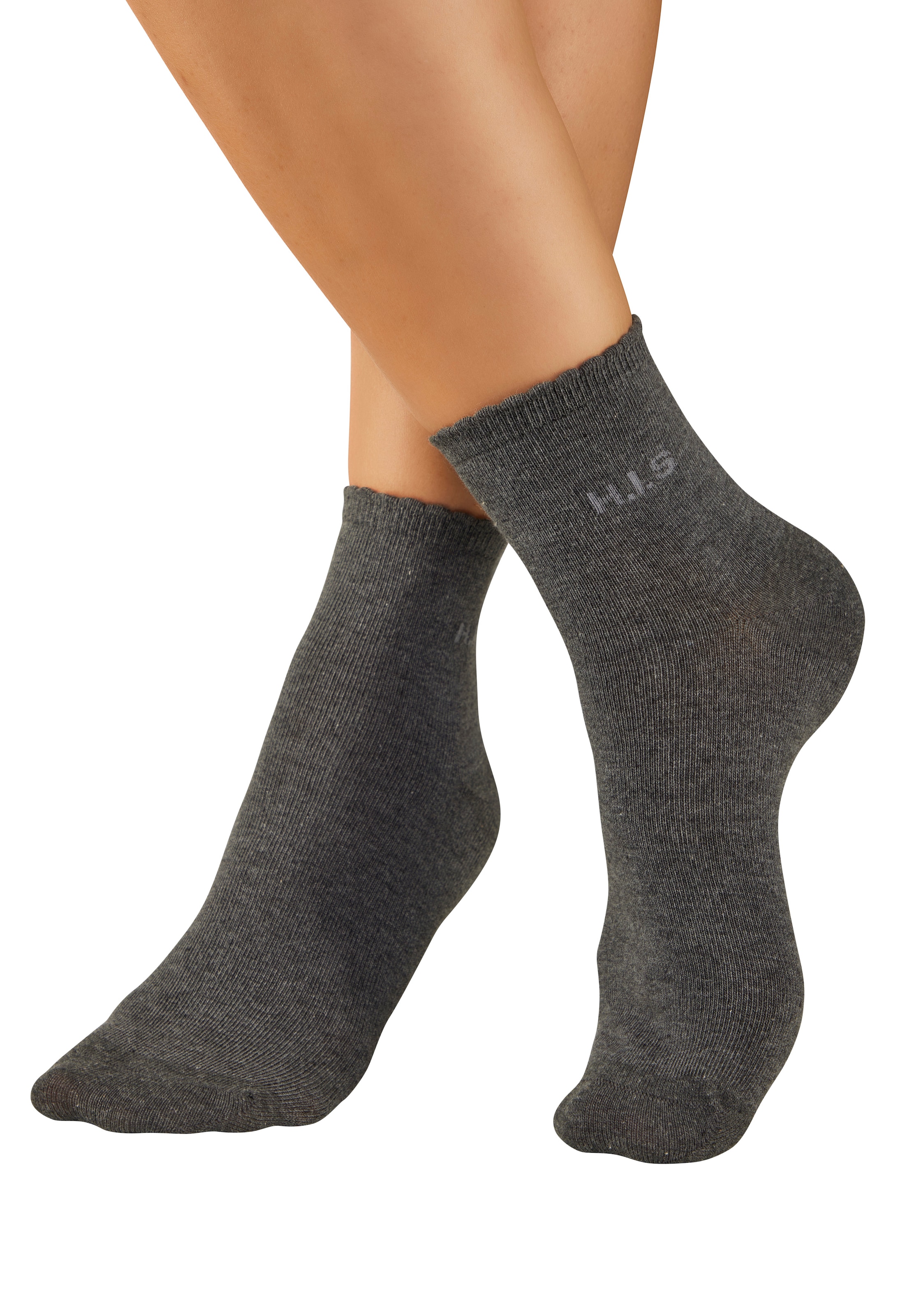 H.I.S Kurzsocken »Damen uni und meliert für die ganze Woche« Packung, 7 Paar tlg. mit gewelltem Bündchen
