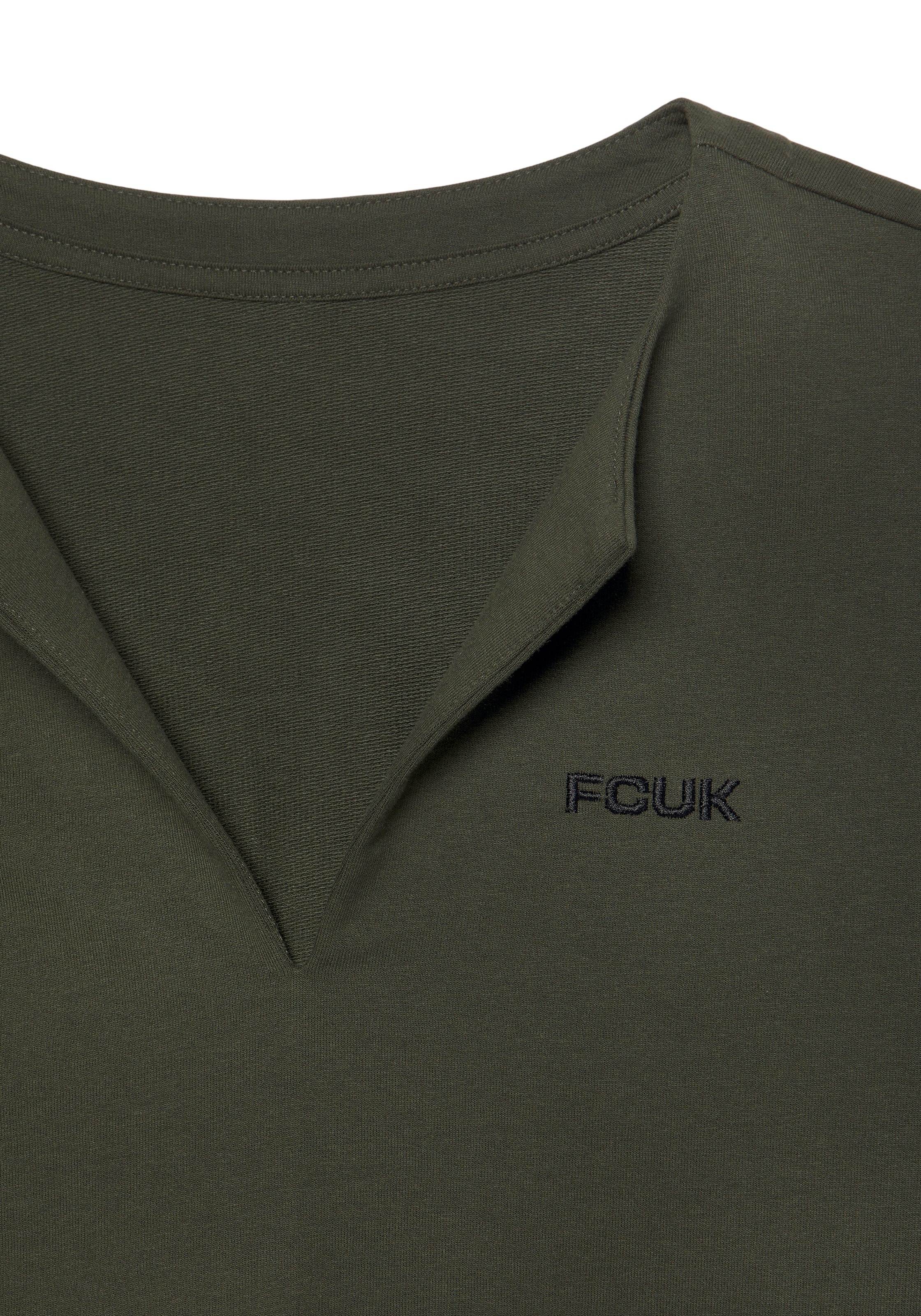 FCUK Sweatshirt, (1 tlg.), Sweatshirt mit V-Ausschnitt und großen Rückenprint, Loungeanzug