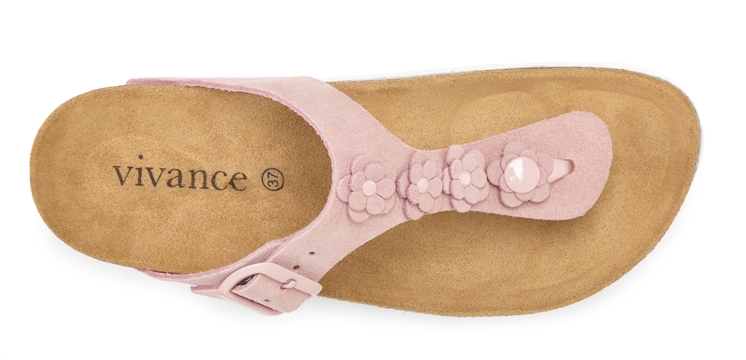 Vivance Pantolette »Mule, Sandale, offener Schuh, Sommerschuh,«  NEU aus Leder mit Korkfußbett und Blüten-Applikation