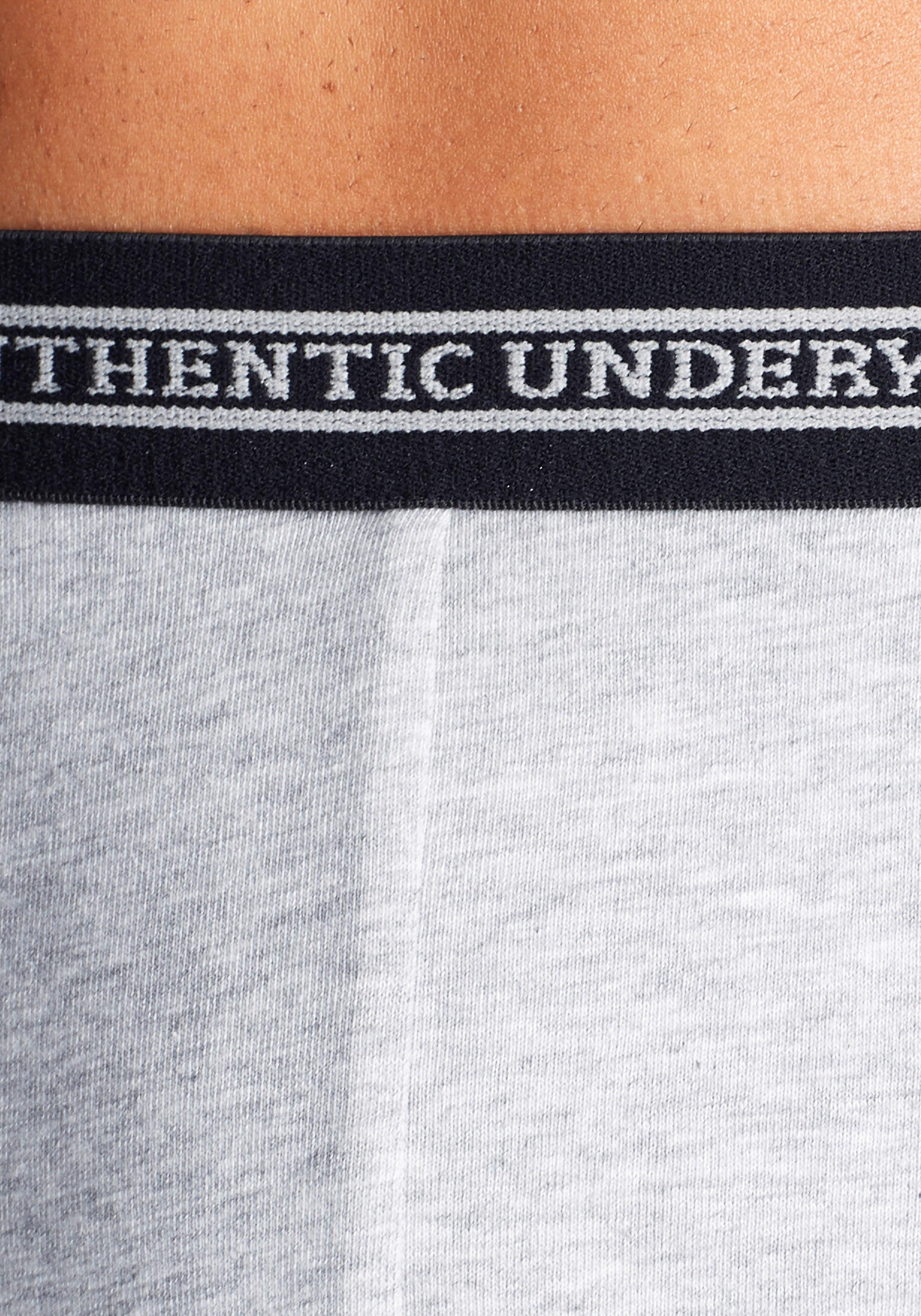 AUTHENTIC UNDERWEAR Boxer »Boxershorts für Herren«, (Packung, 4 St.), schwarzer Webbund mit Logoschriftzug
