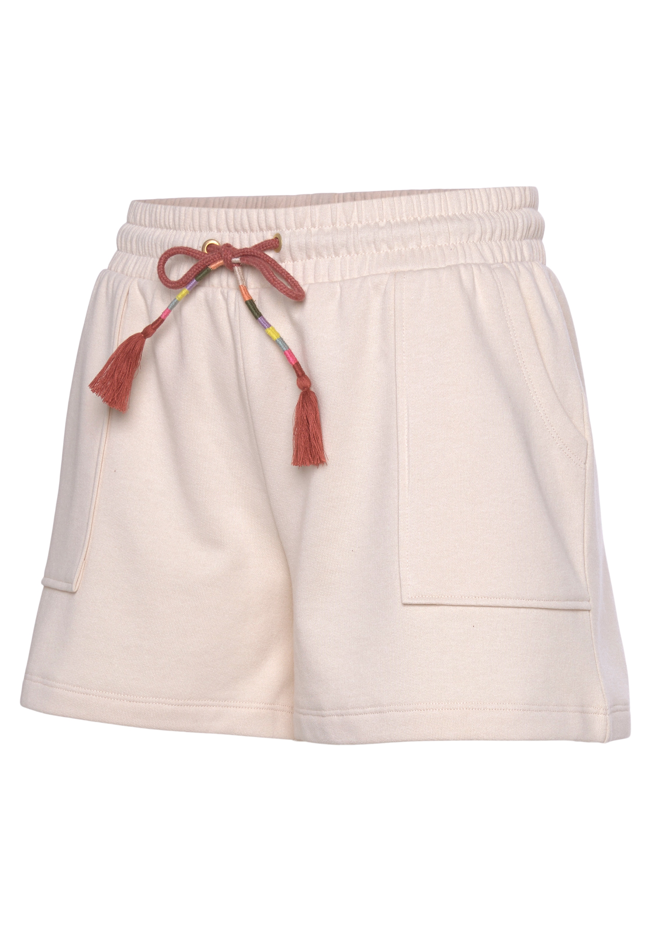 Vivance Sweatshorts, Kurze Hose mit aufgesetzten Taschen und Kontrastkordel, Loungewear