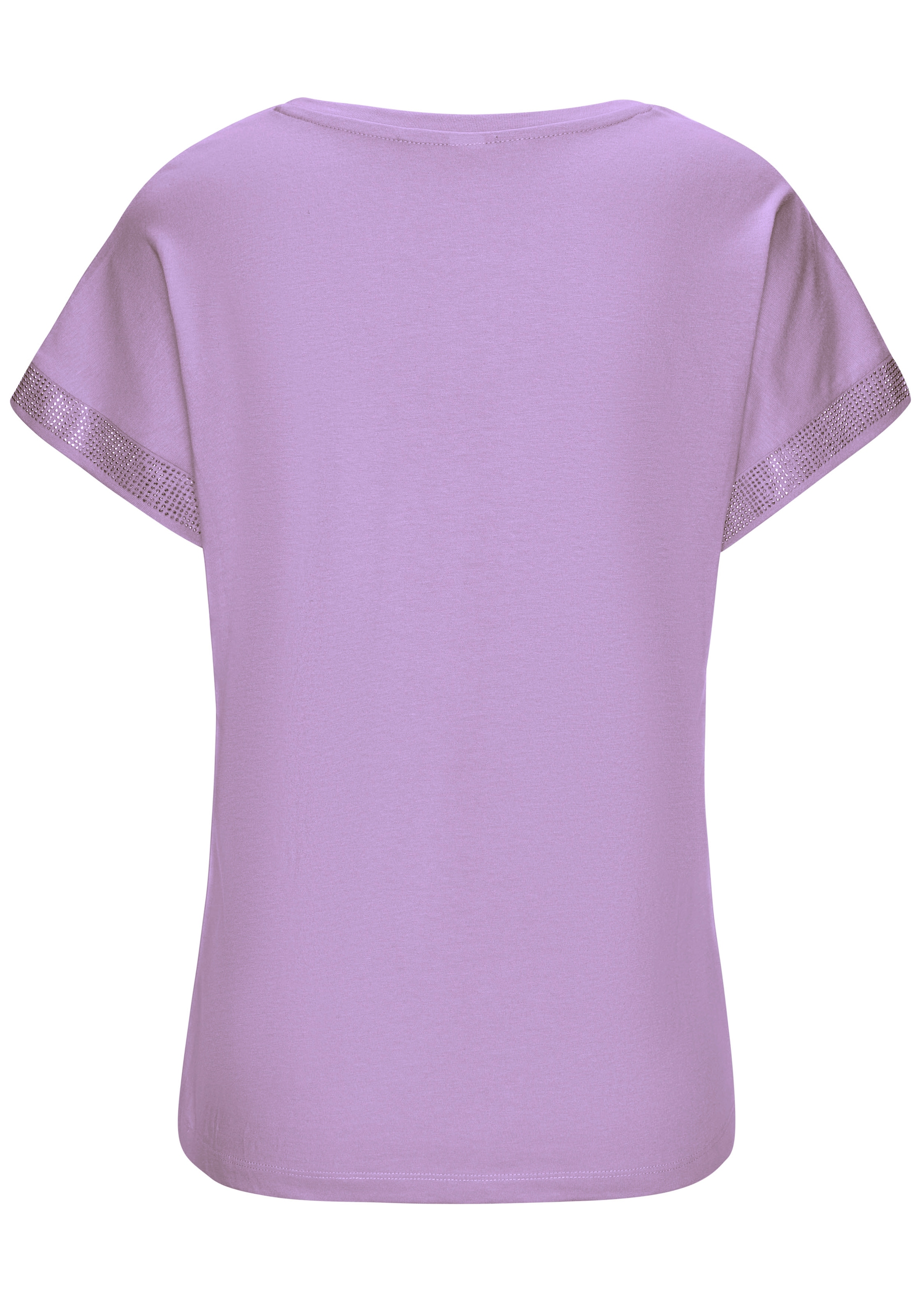 LASCANA Kurzarmshirt »mit glitzernem Strass-Design am Arm«, aus weicher Baumwoll-Qualität