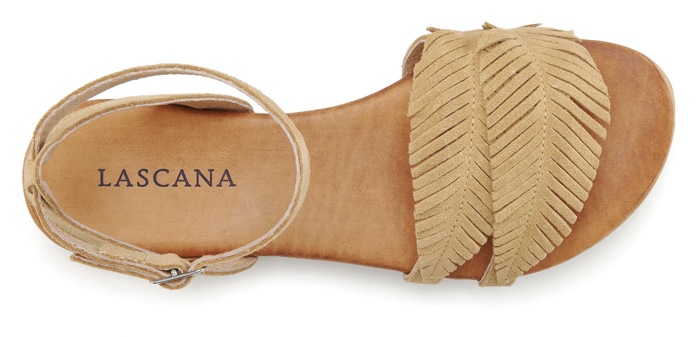 LASCANA Sandale »Sommerschuh«, Sandalette, Sommerschuh aus Leder mit modischen Fransen