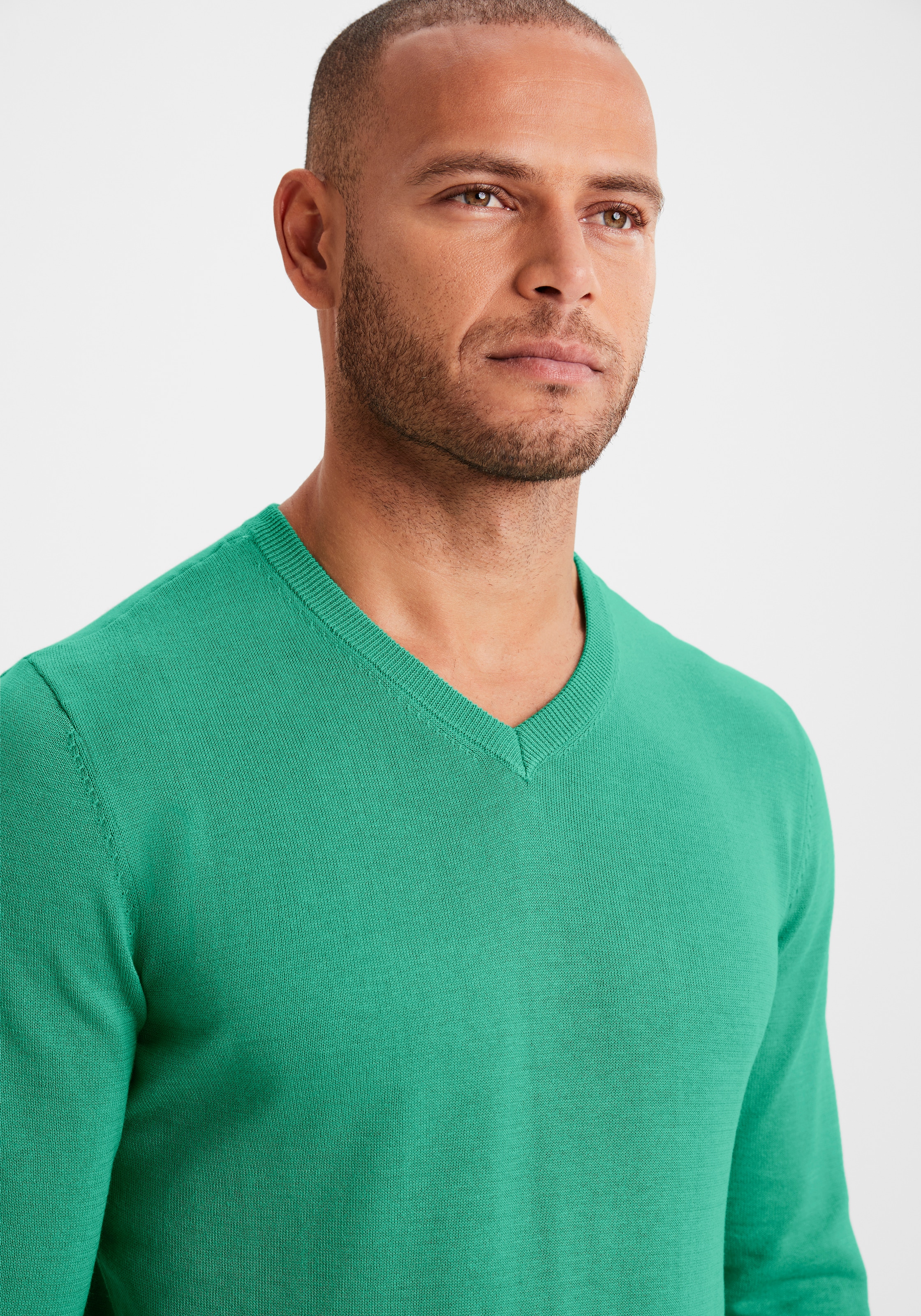 H.I.S Strickpullover , mit V-Ausschnitt, Pullover aus Feinstrick, Baumwollmischung
