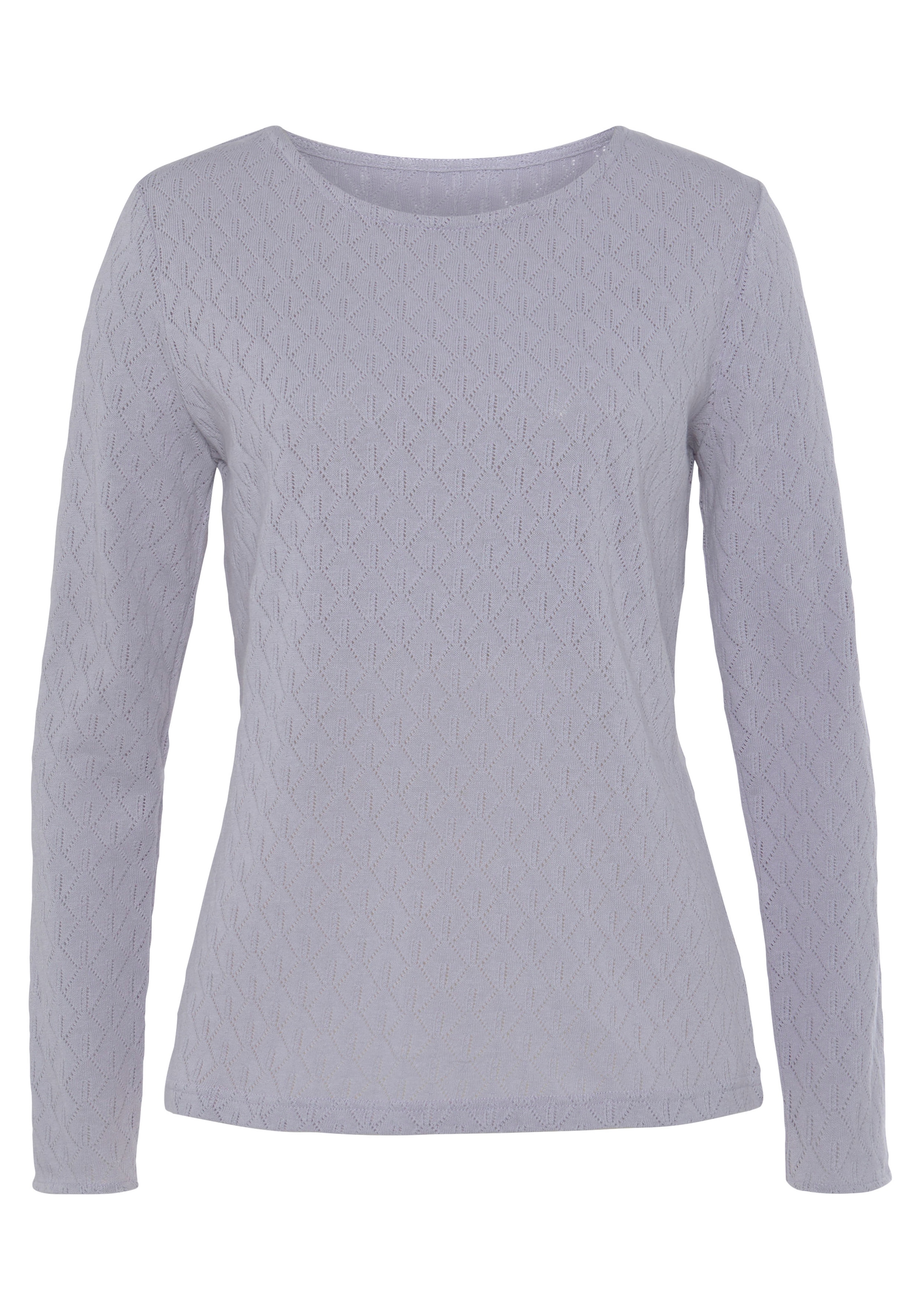 Vivance Langarmshirt »mit modischem Ajour-Muster«, aus weichem Baumwollstrick