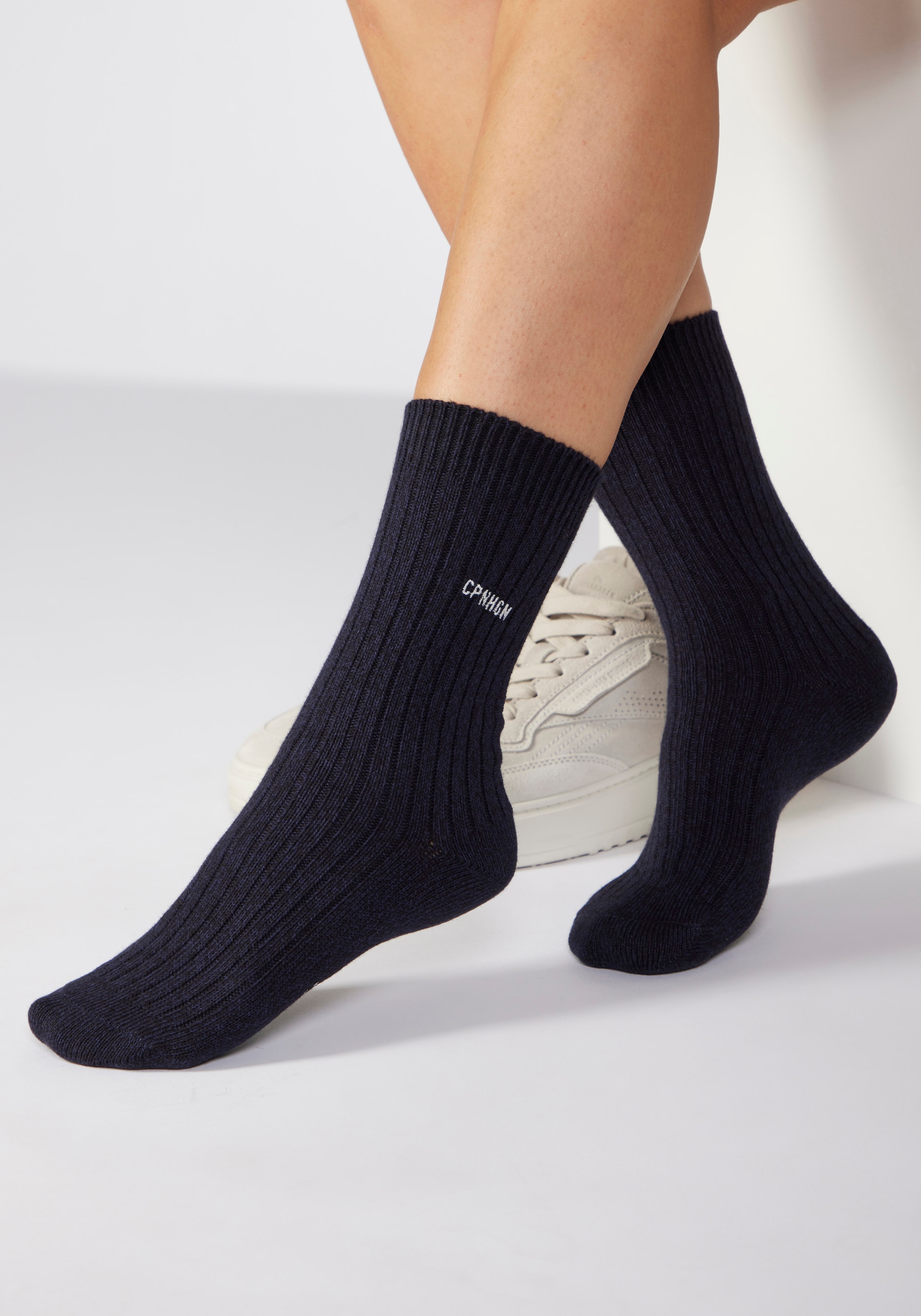 Copenhagen Studios Basicsocken, (1 Paar), gerippt mit Logo Stickerei