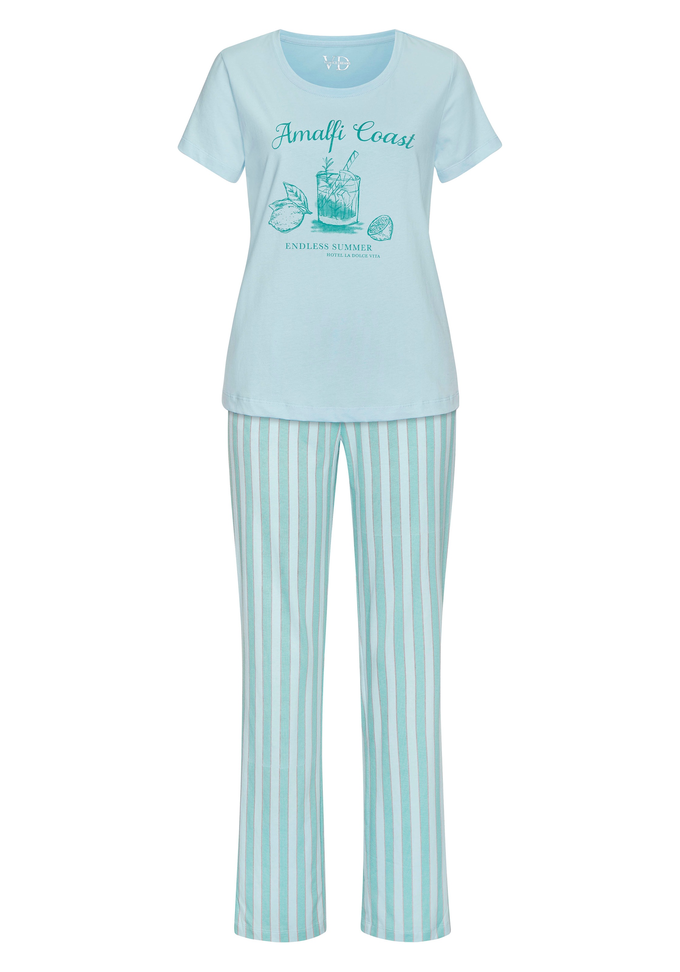 Vivance Dreams Pyjama, (Set, 2 tlg.), Zartes Streifenmuster